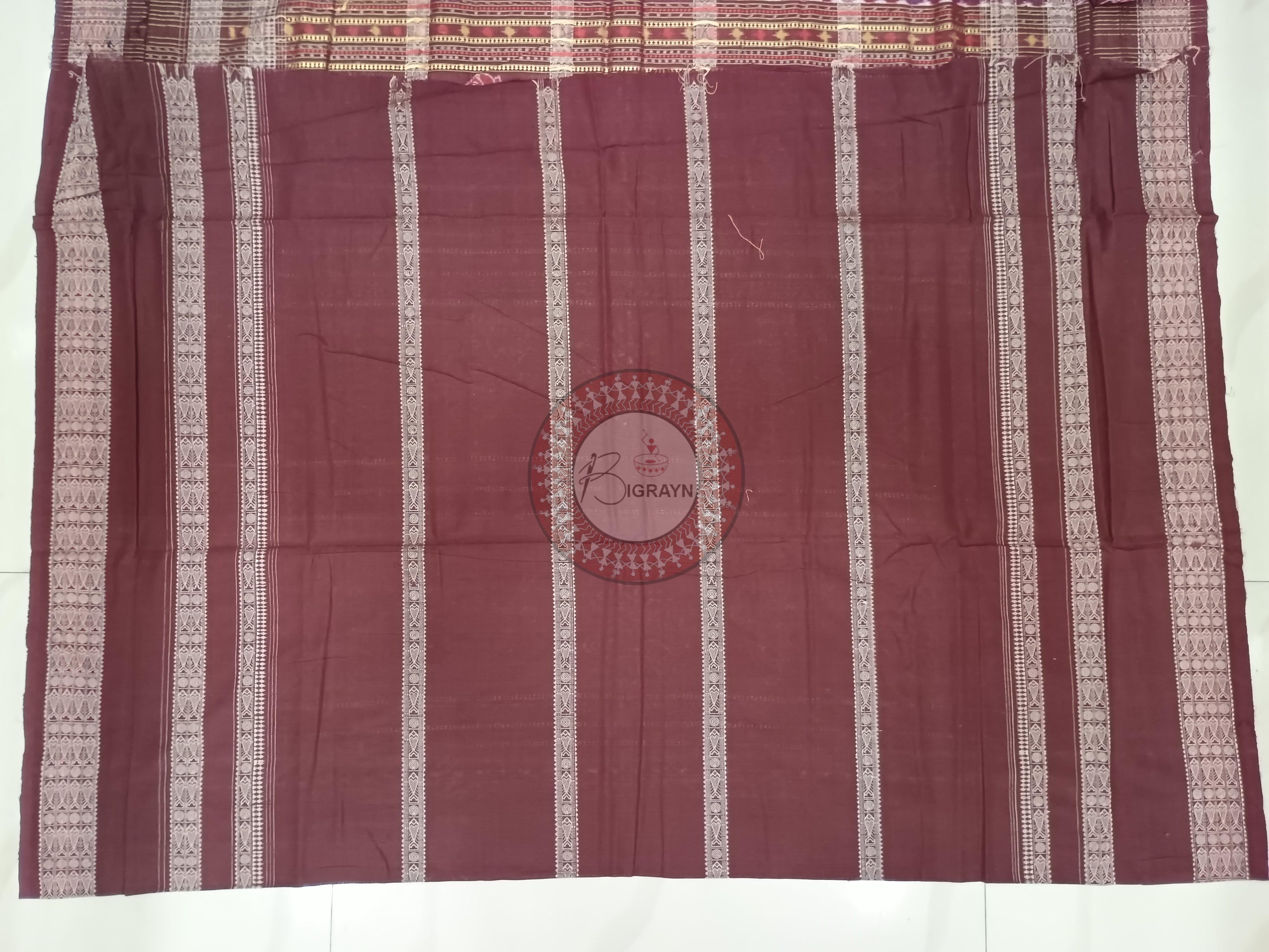 Blue Maroon Tree Dsign Odisha Handloom Sambalpuri Cotton Saree