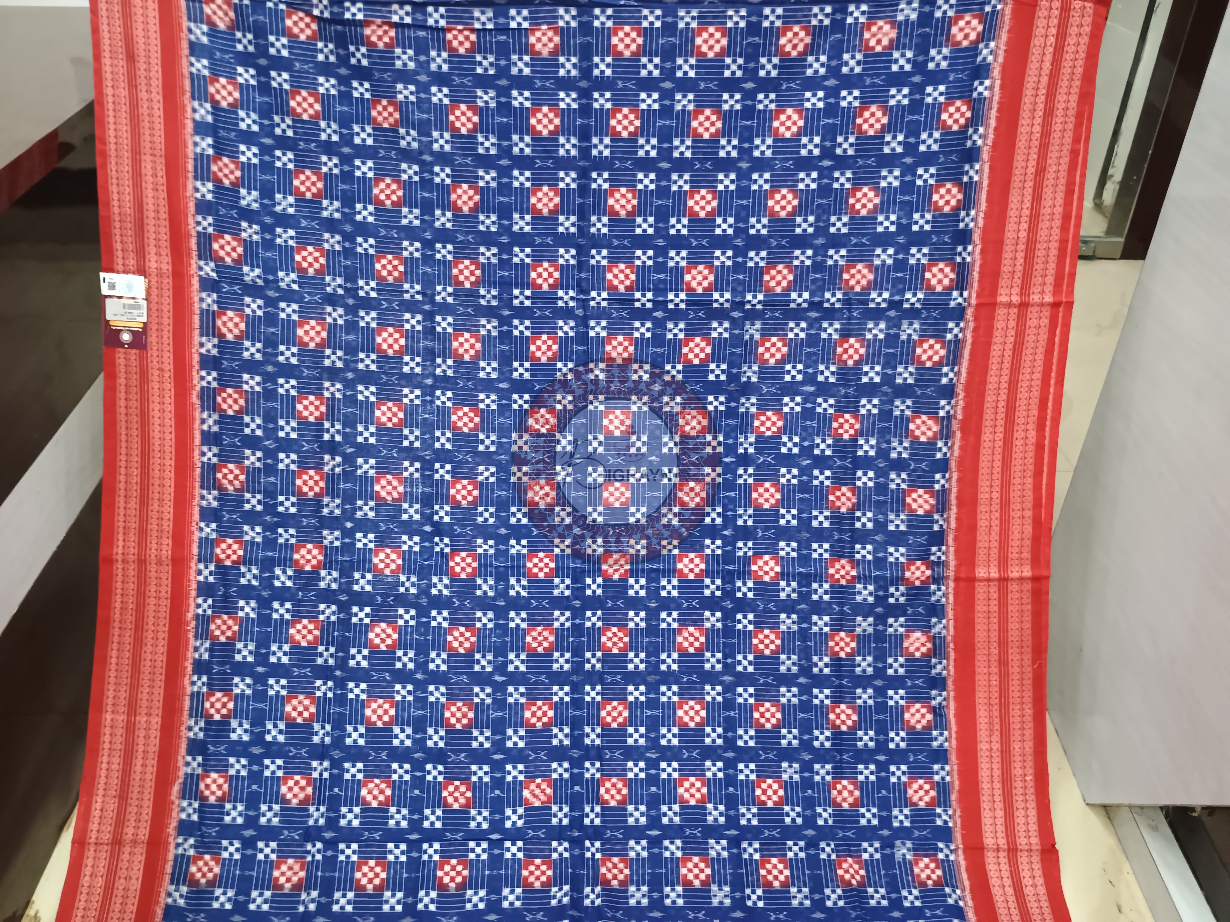 Blue Red Mini Passapalli Odisha Handloom Sambalpuri cotton Saree