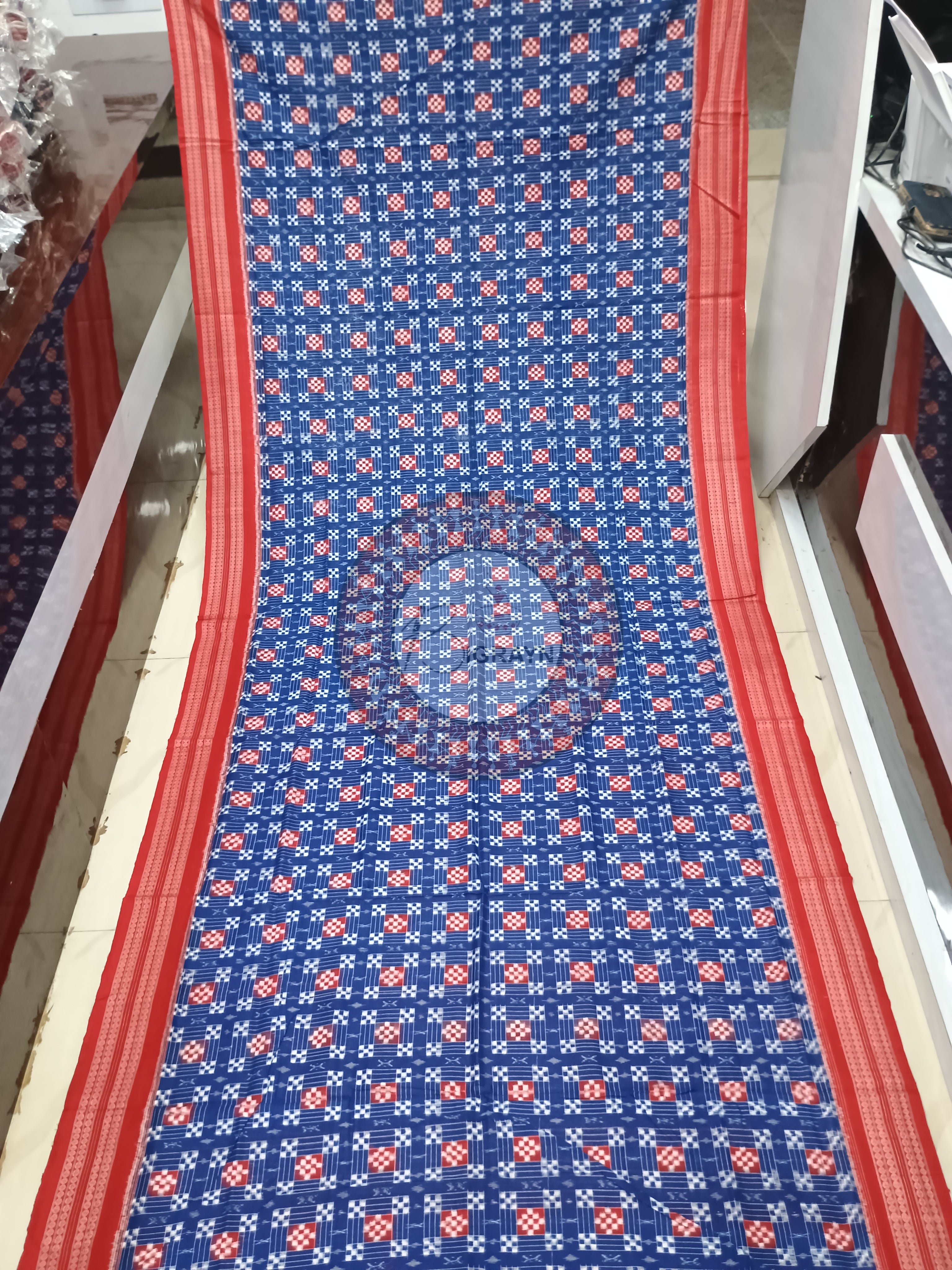 Blue Red Mini Passapalli Odisha Handloom Sambalpuri cotton Saree