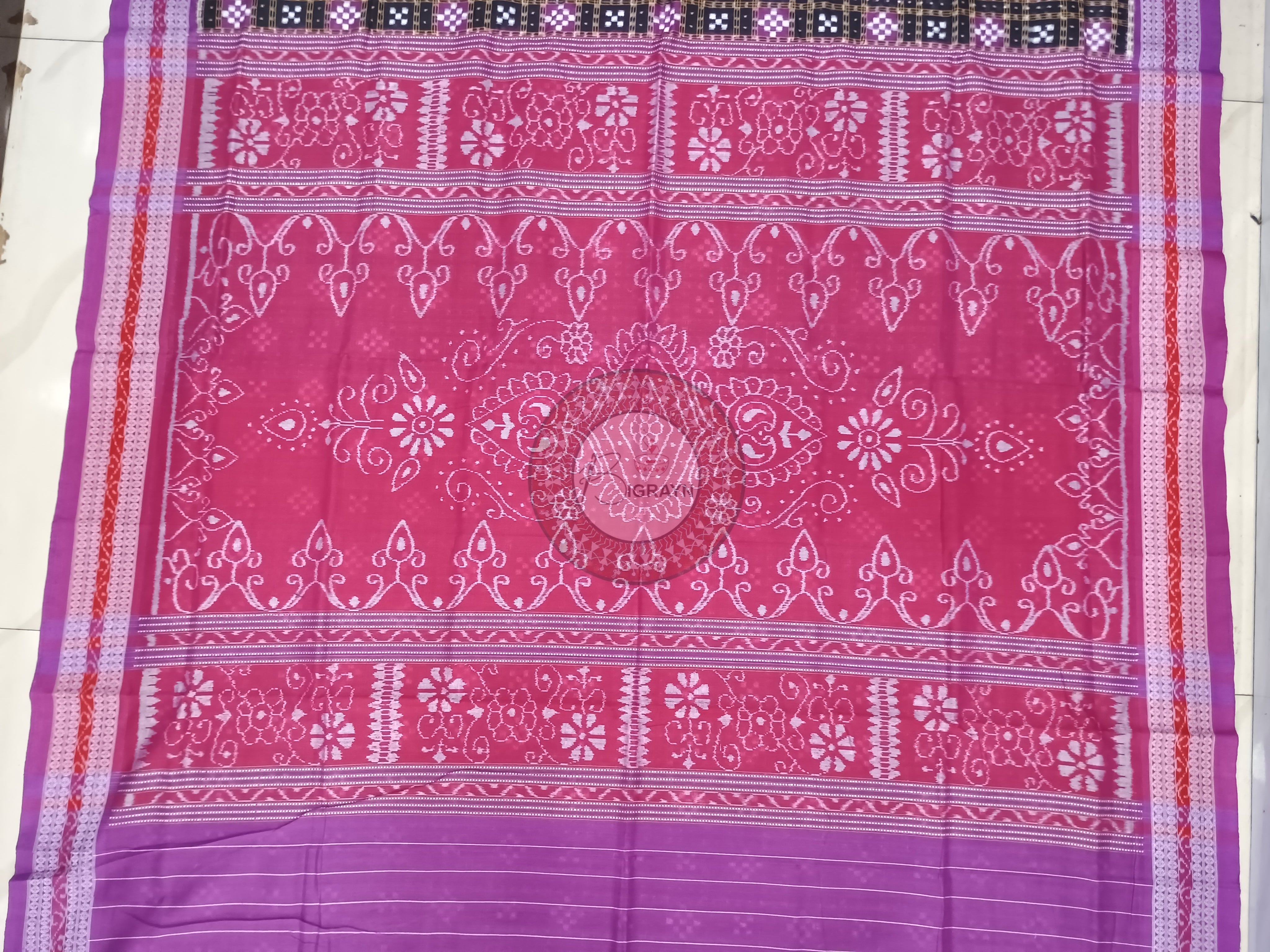 Black Purple Mini Pasapali Odisha Handloom Sambalpuri Cotton Saree