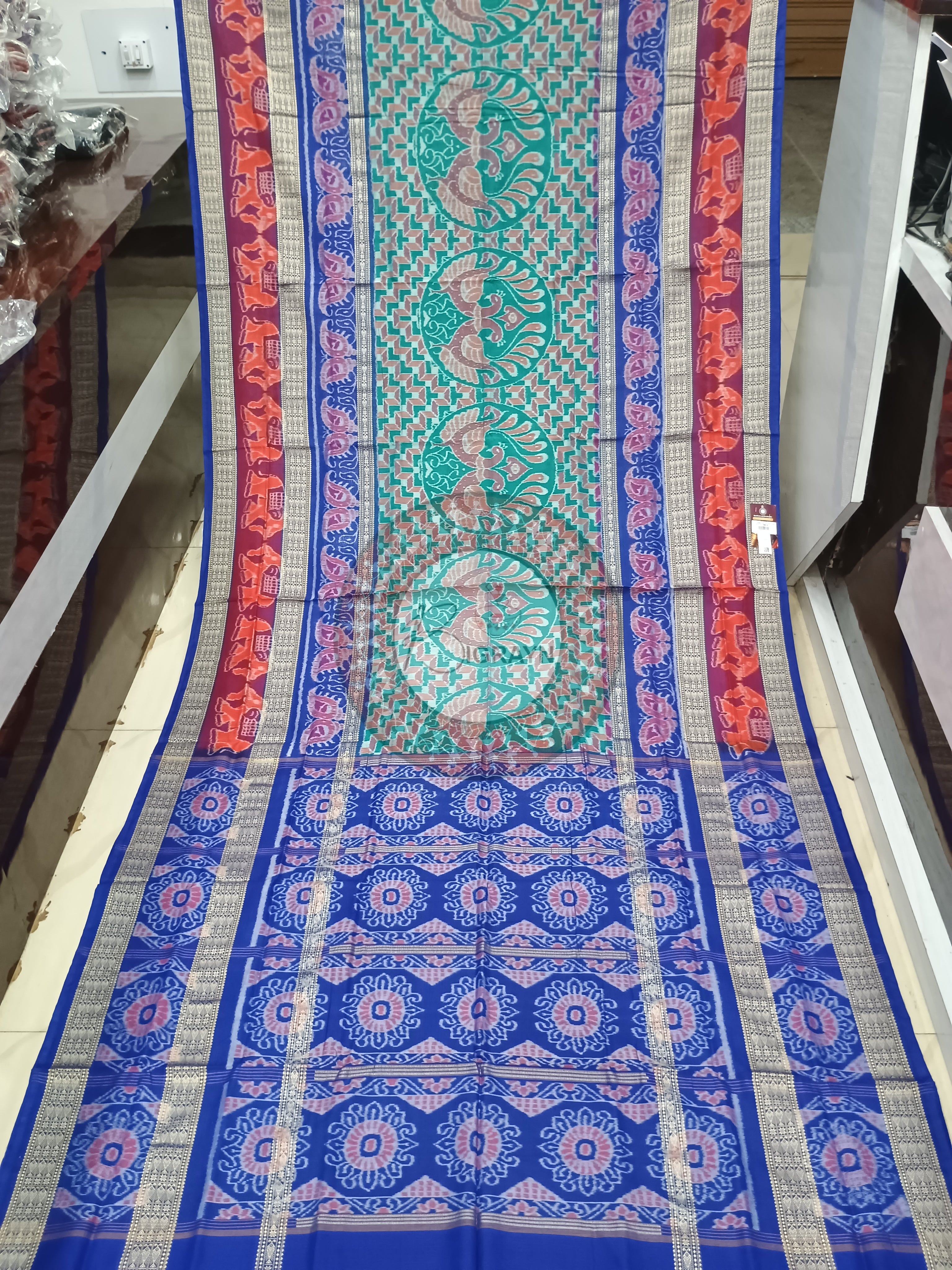Sea Green Blue Peacock Odisha Handloom Sambalpuri Saree