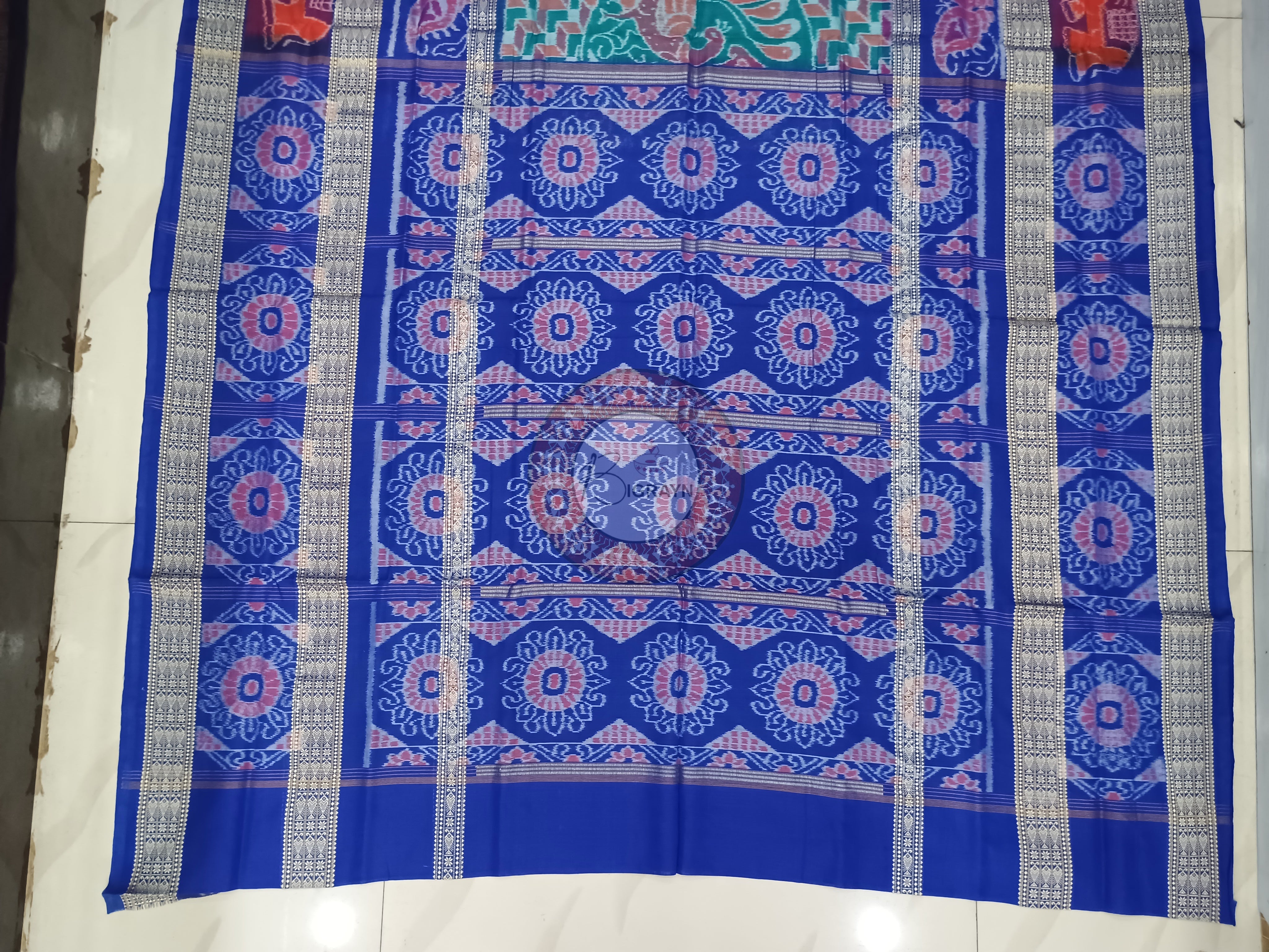Sea Green Blue Peacock Odisha Handloom Sambalpuri Saree