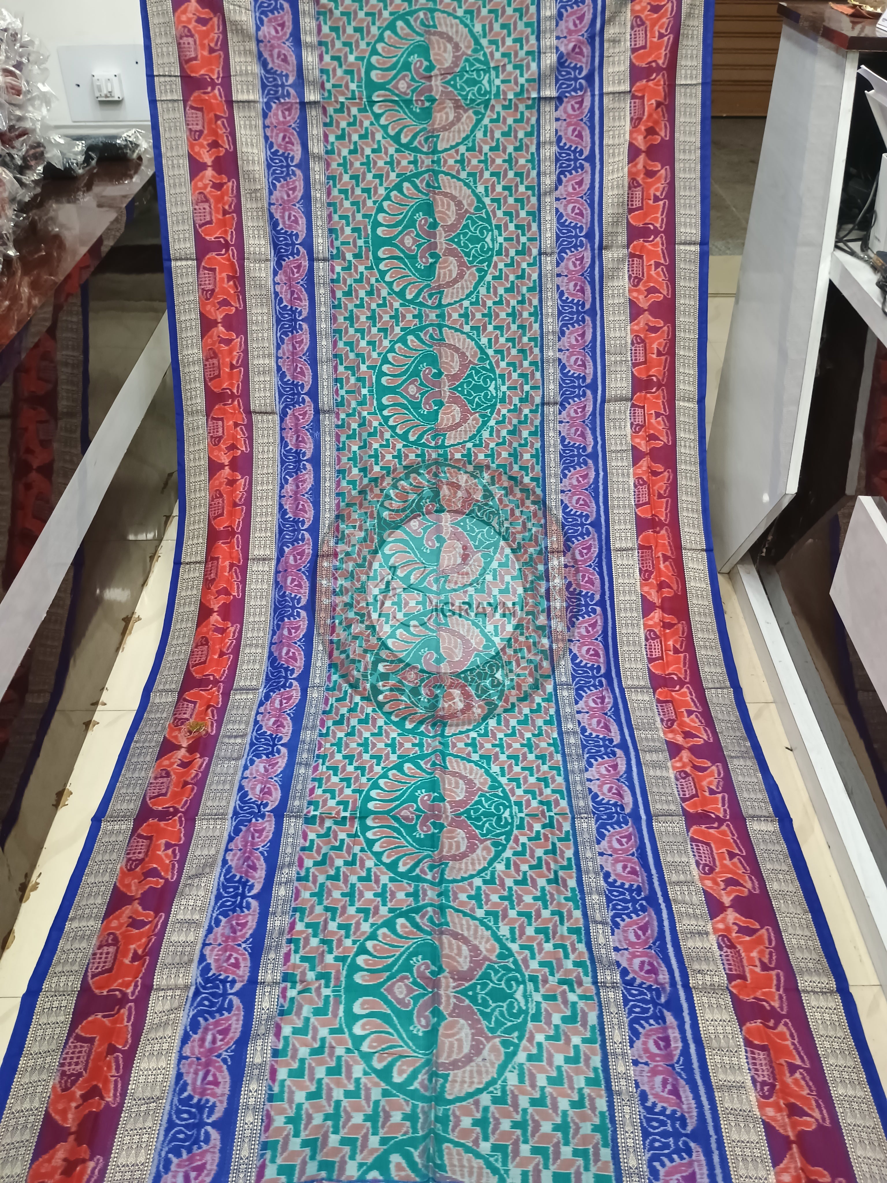Sea Green Blue Peacock Odisha Handloom Sambalpuri Saree
