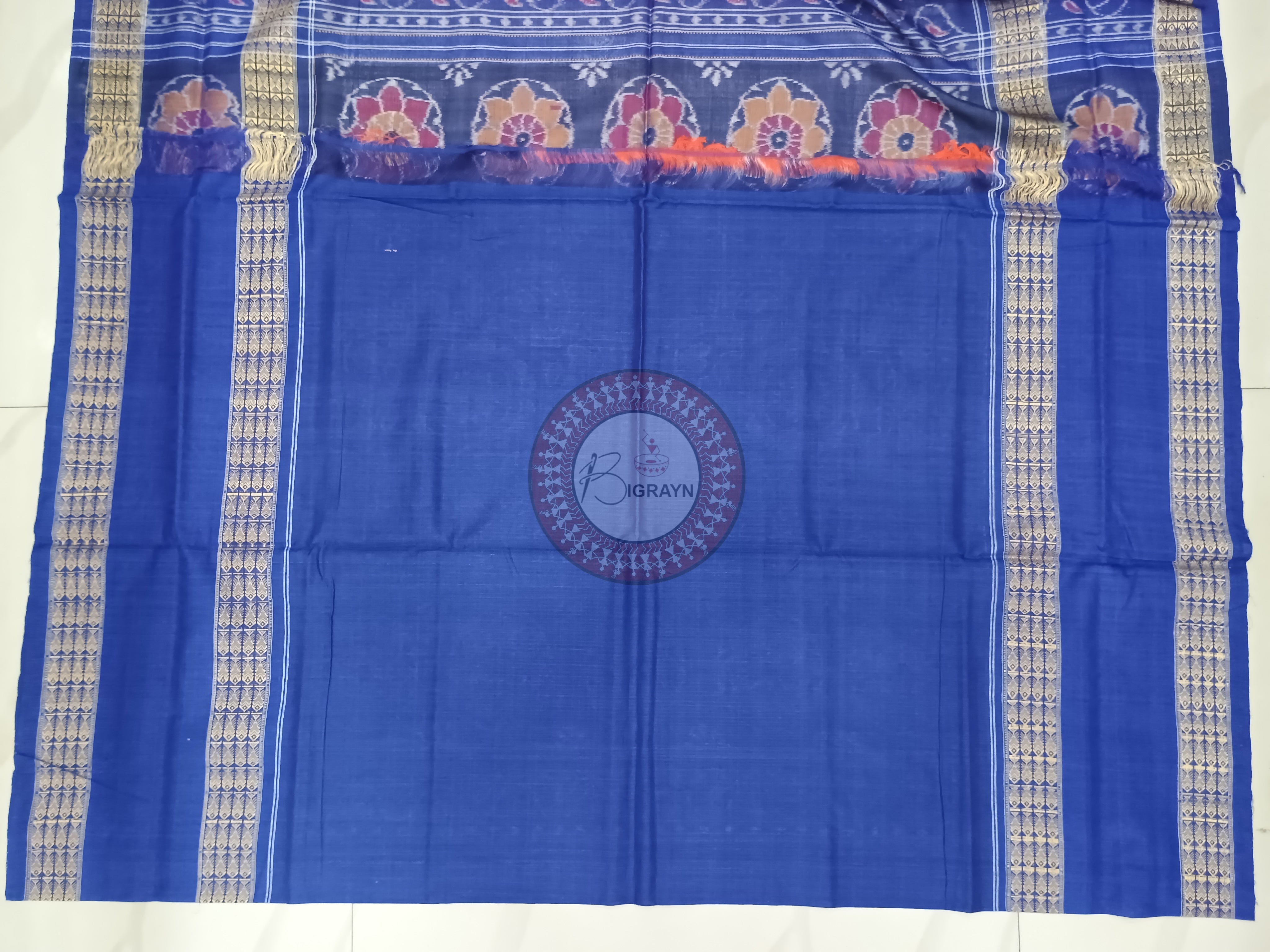 Red Blue Dancer Sambalpuri Cotton Saree