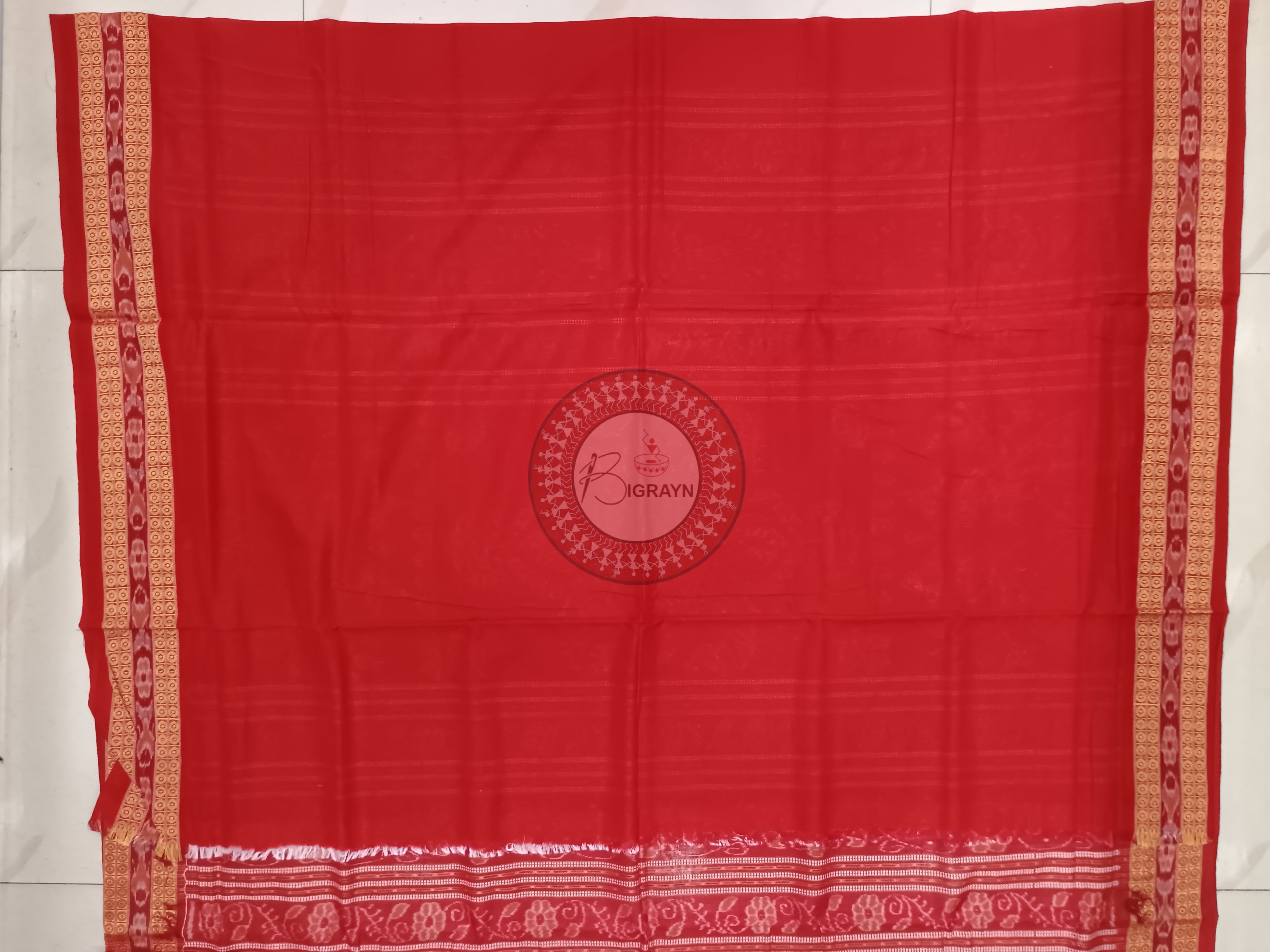 Black White Red Pasapali Sambalpuri Cotton Saree