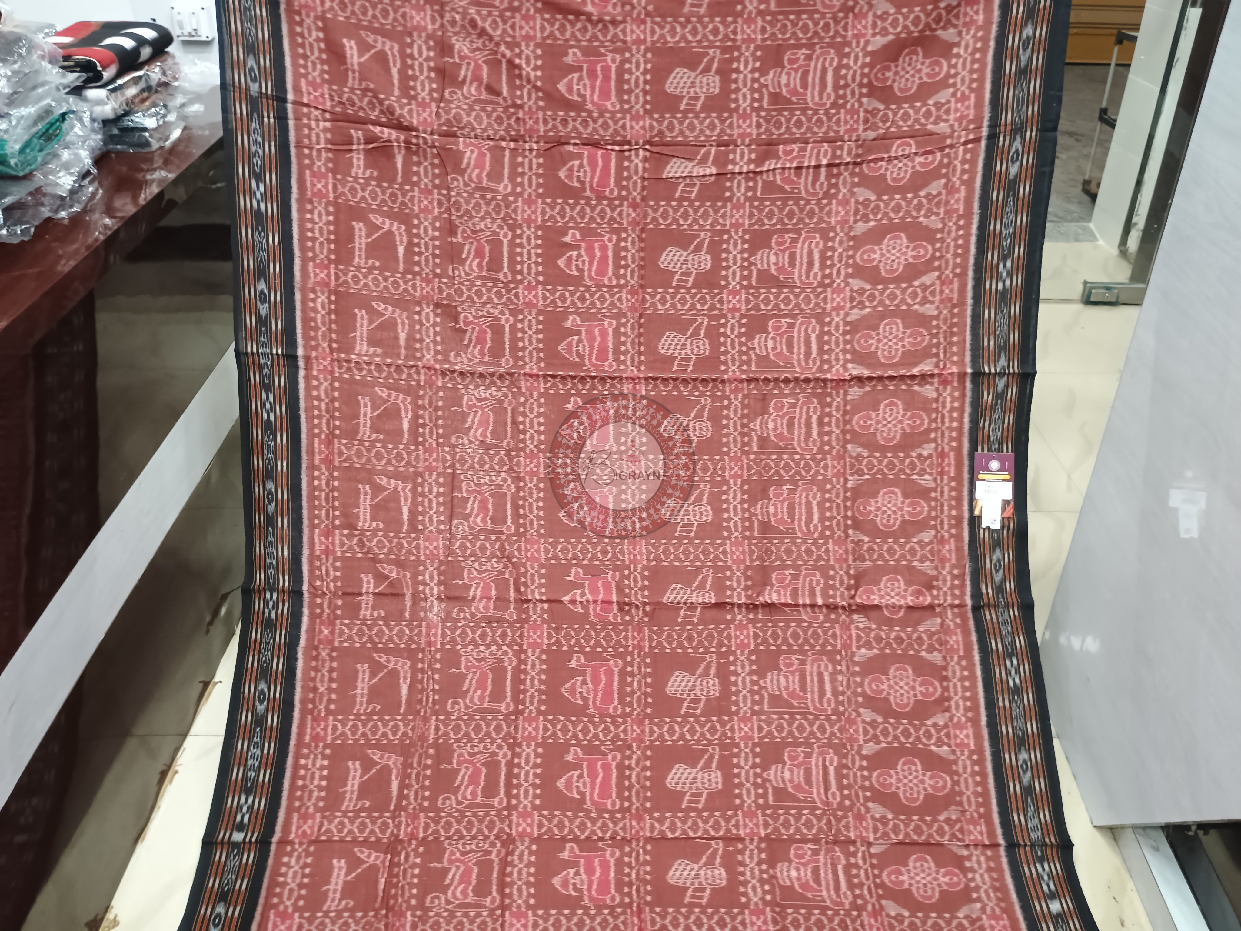 Brown Black Tribal Odisha Handloom Sambalpuri Cotton Saree