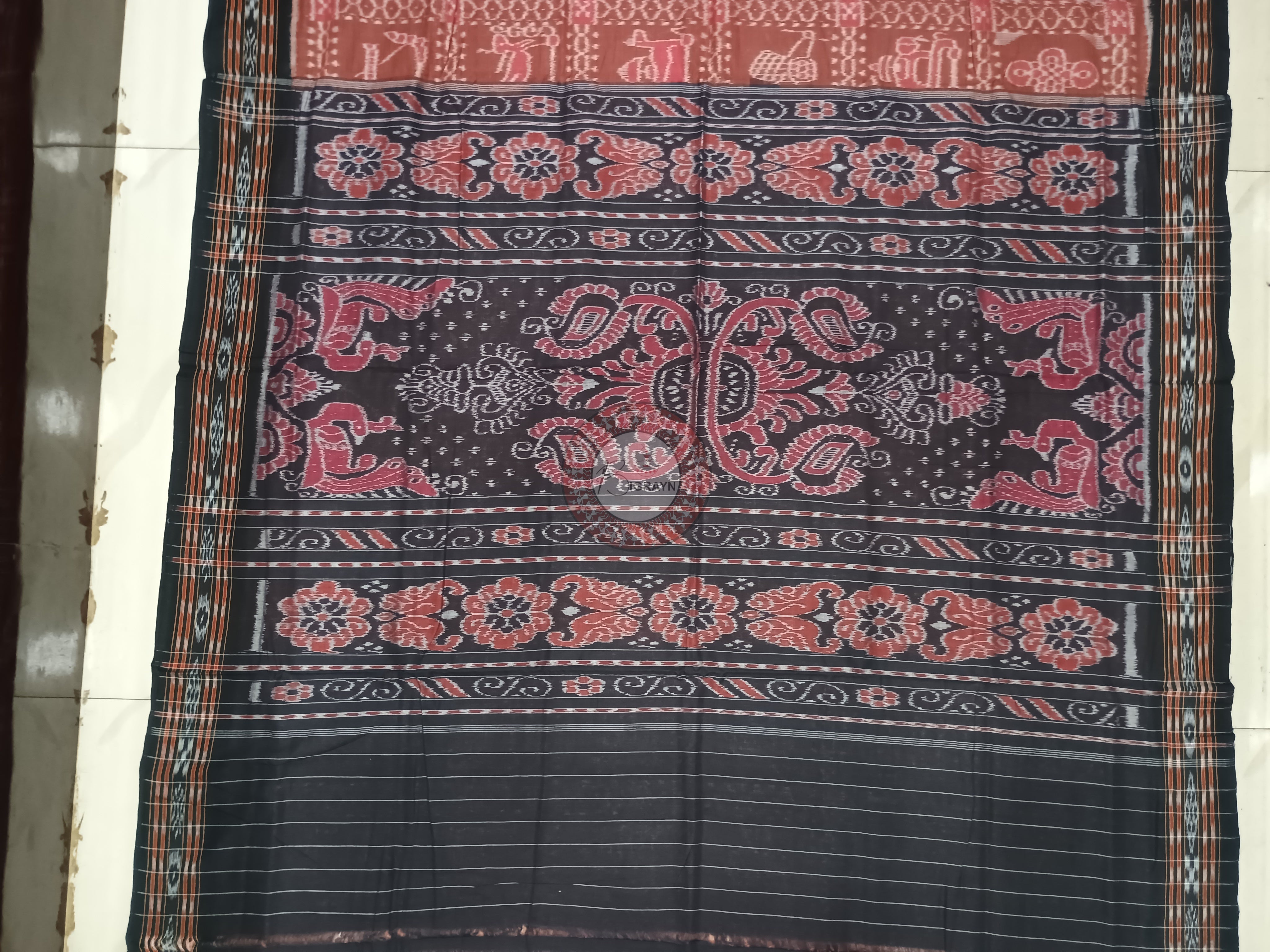 Brown Black Tribal Odisha Handloom Sambalpuri Cotton Saree