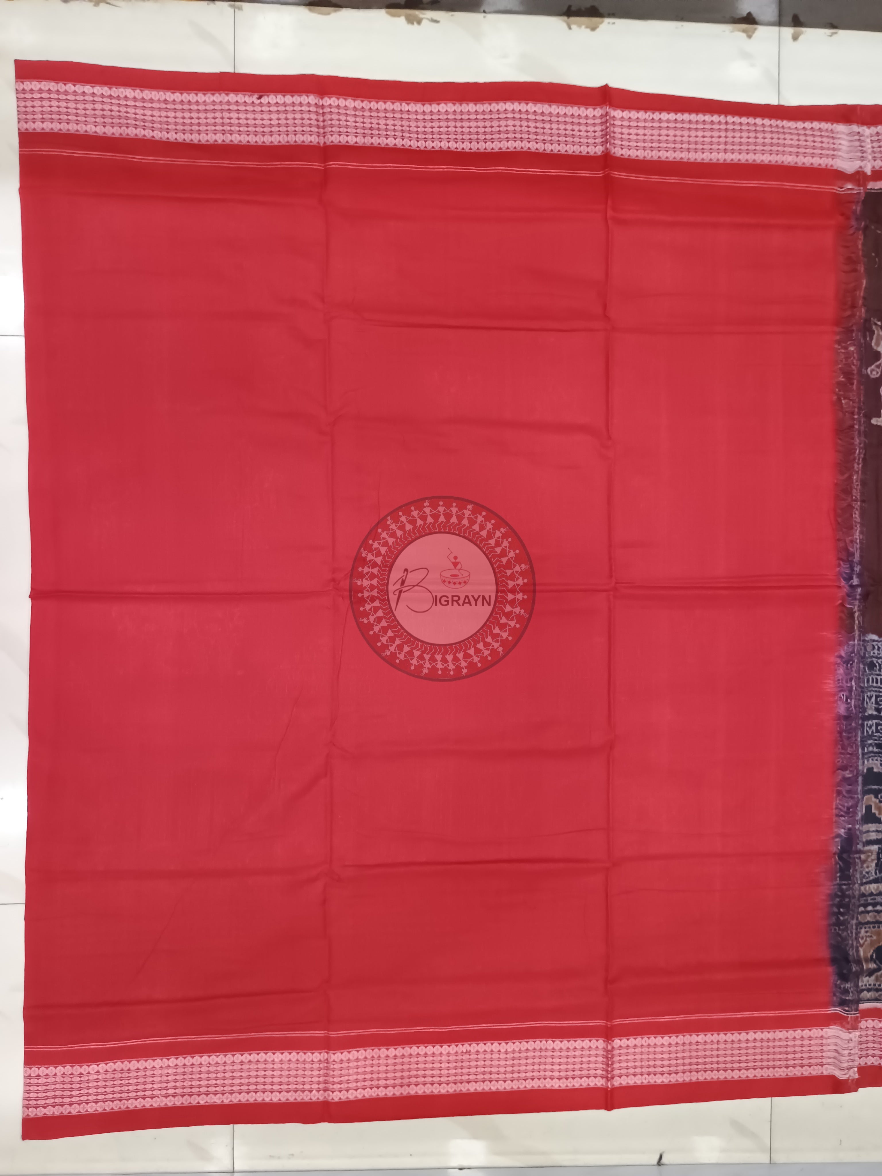 Maroon Red Scot Konark Temple and Dancer Odisha Handloom Sambalpuri Cotton Saree