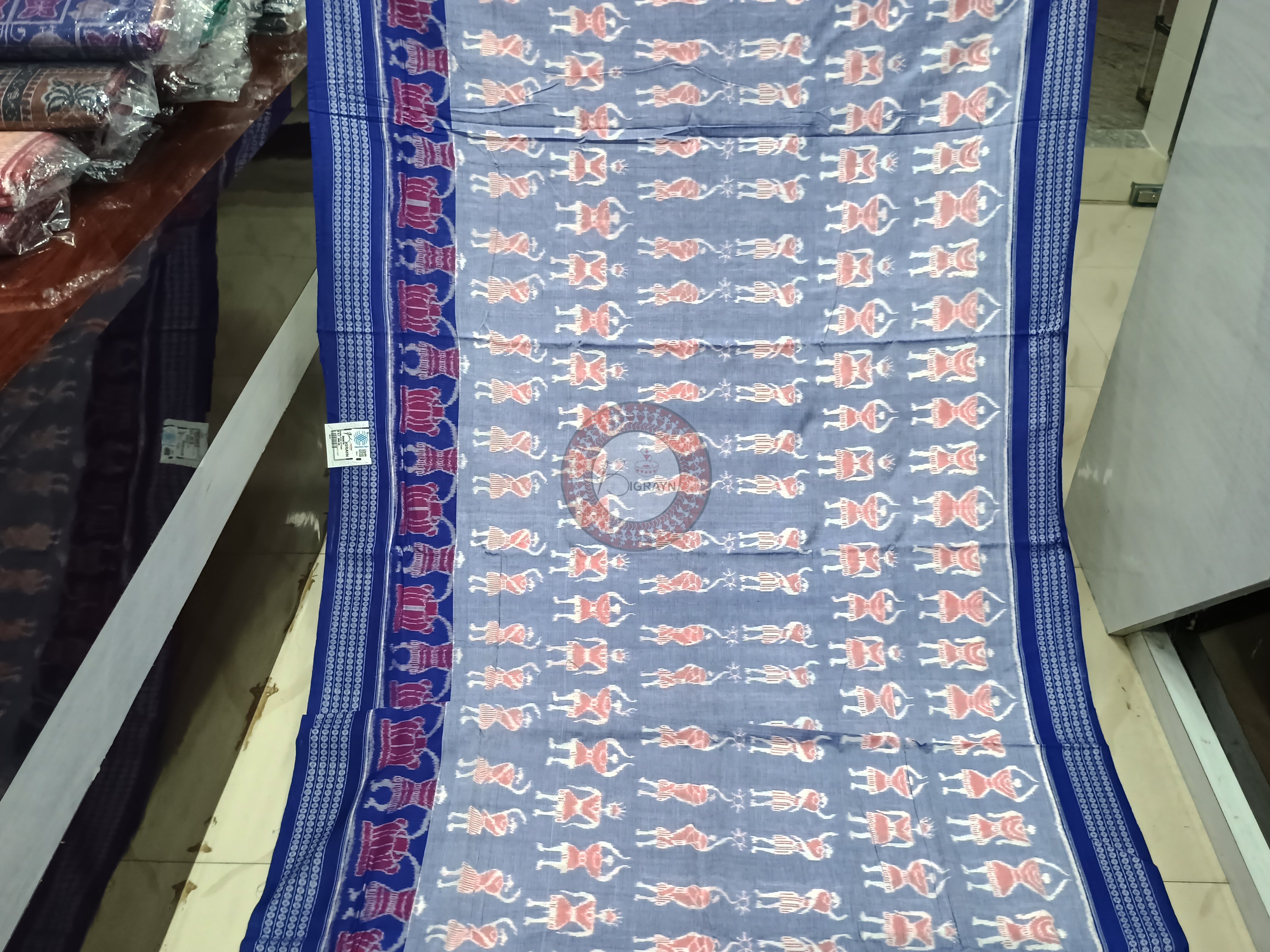 Ink Blue Blue Dancer Odisha Handloom Sambalpuri Cotton Saree