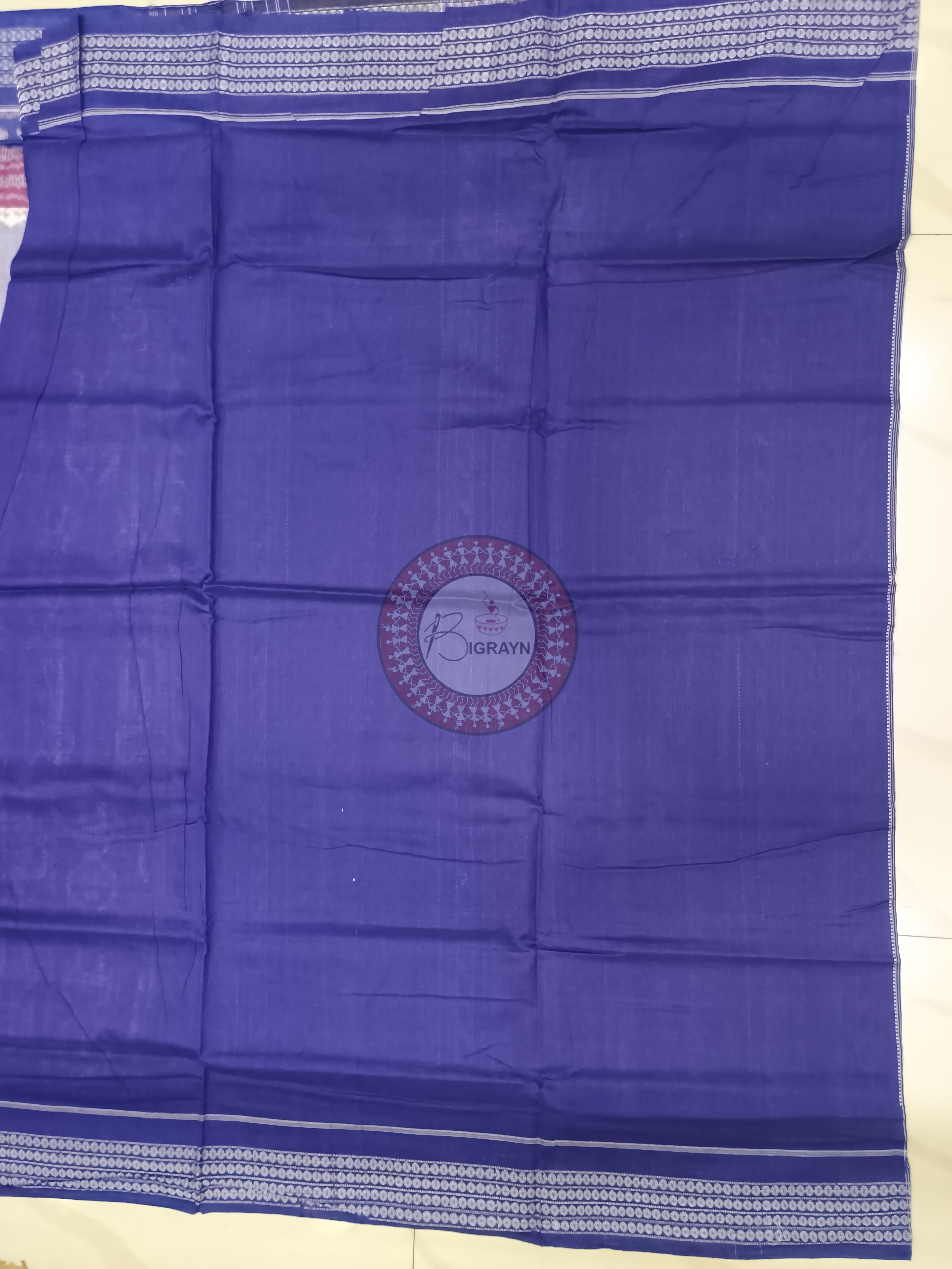 Ink Blue Blue Dancer Odisha Handloom Sambalpuri Cotton Saree