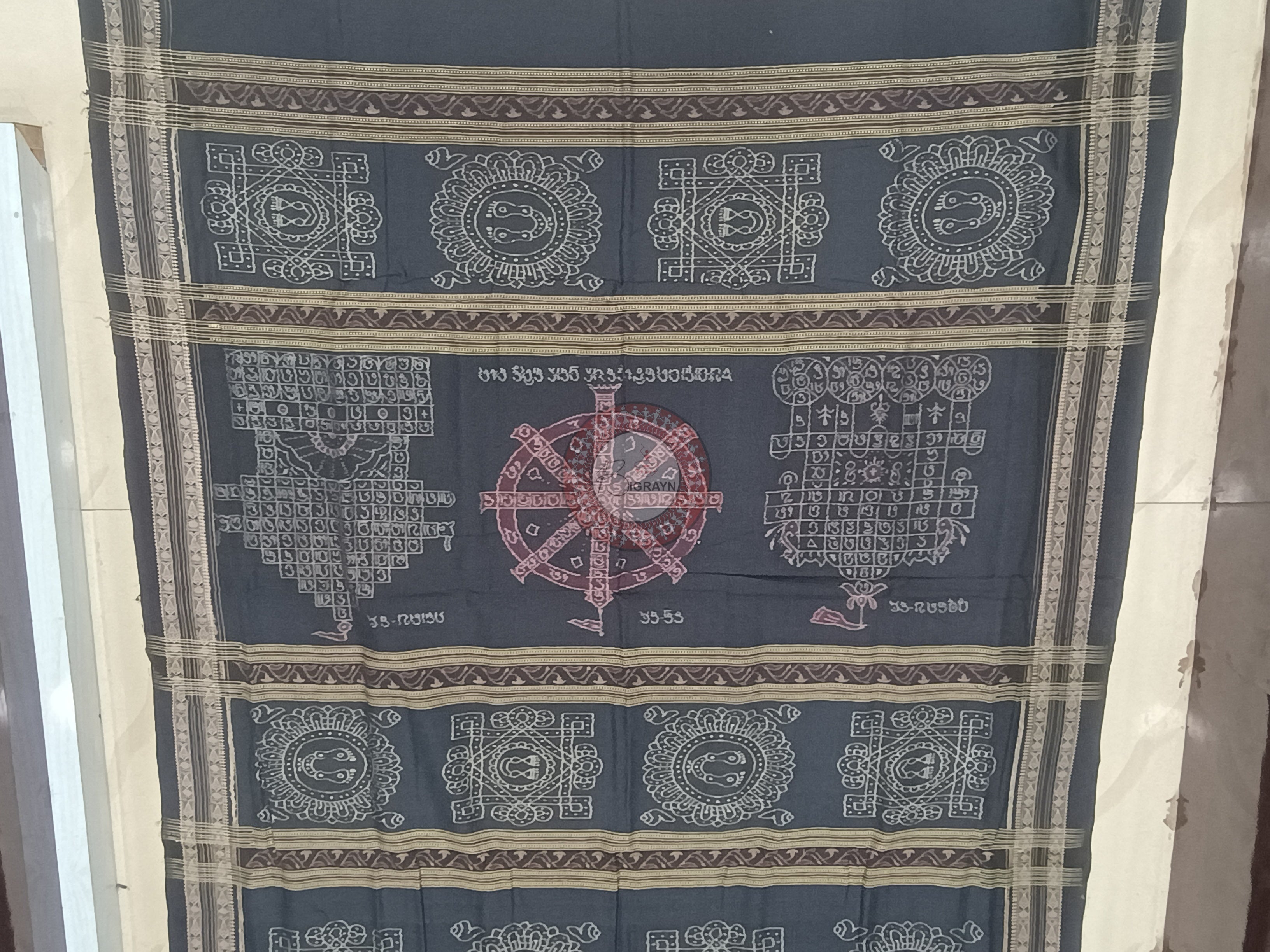 Black Laxmi Pada And Jhoti Design Odisha Handloom Sambalpuri Cotton Saree