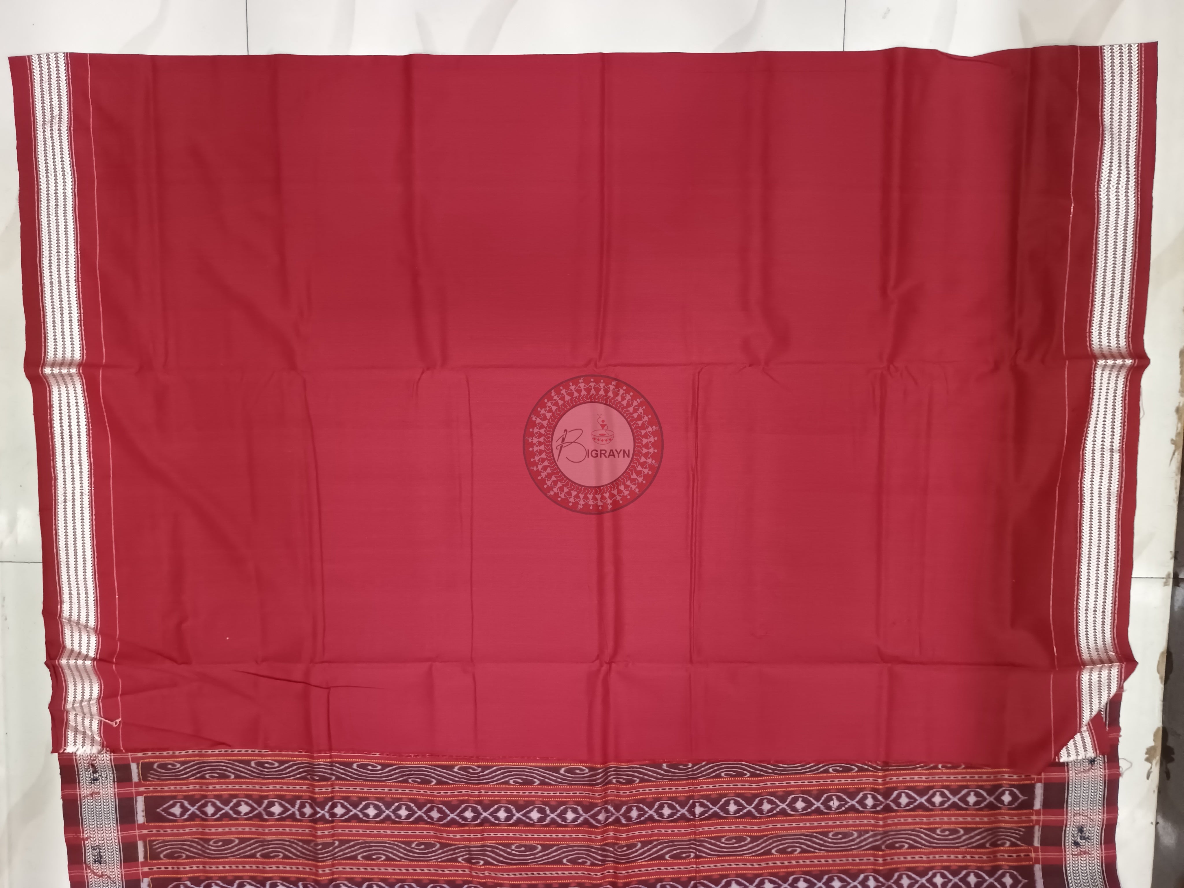 Maroon Dual Elephant Odisha Handloom Sambalpuri Cotton Saree