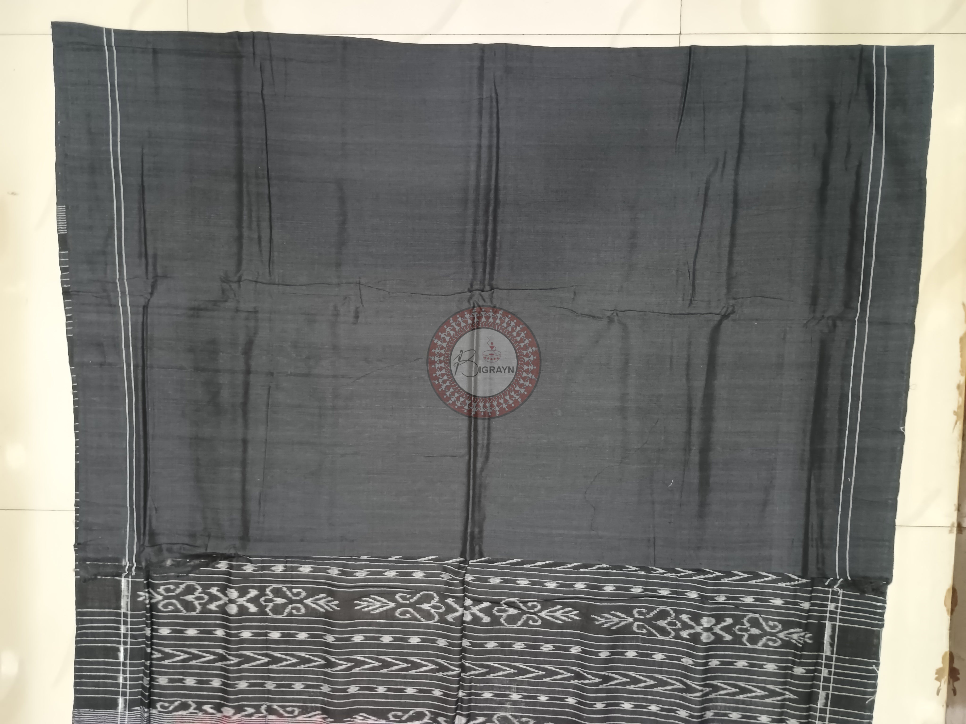 Red Off White Half Half design Odisha Handloom Sambalpuri Cotton Saree