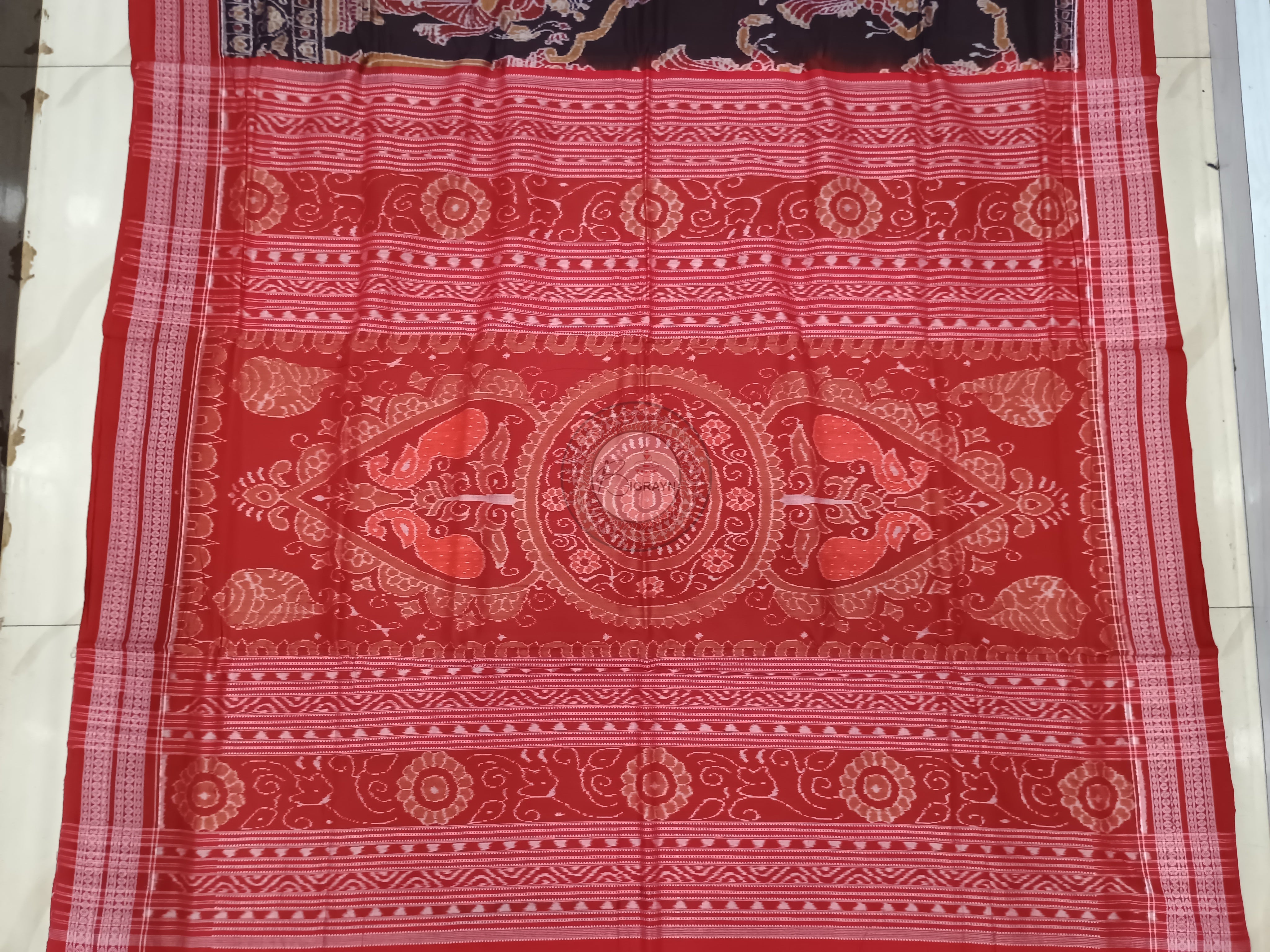 Black Red Dancer Design Odisha Handloom Sambalpuri Cotton Saree