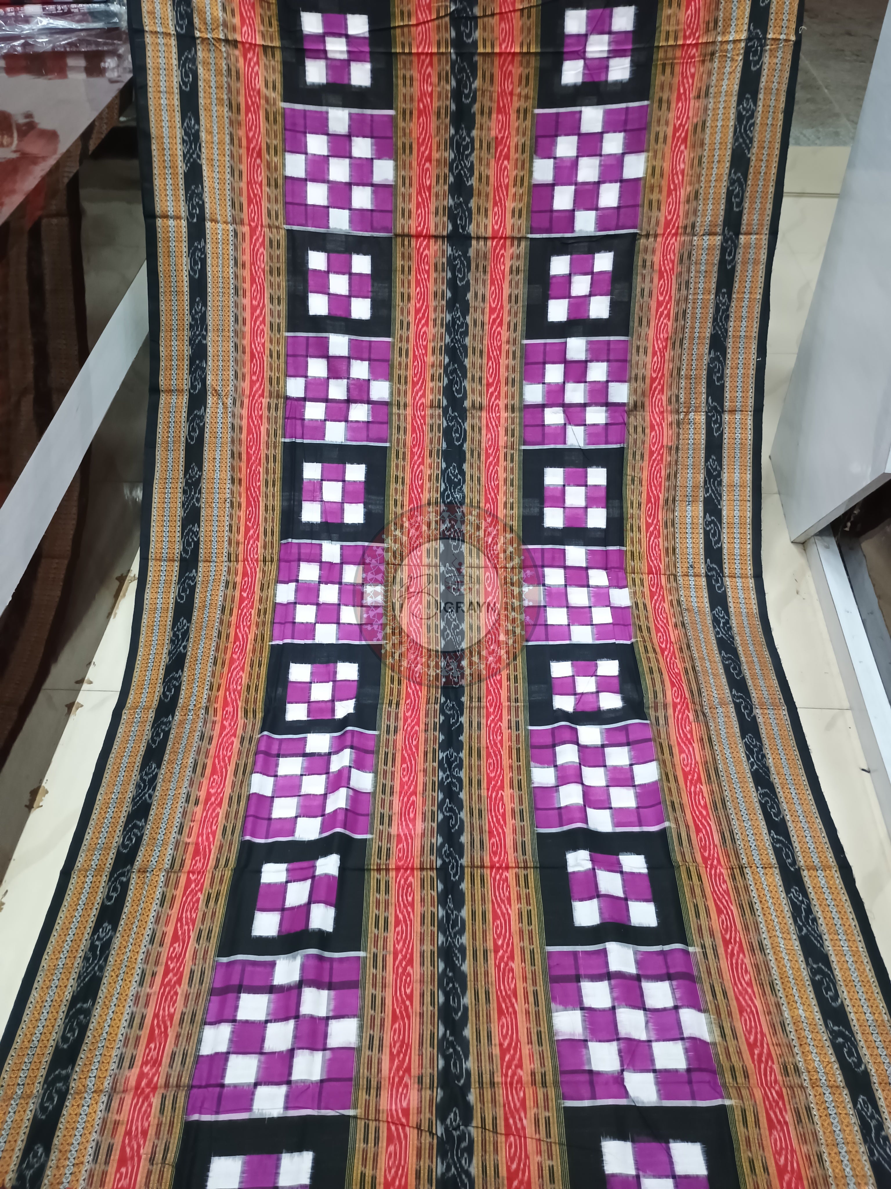 Purple Black Bichitrapuri Odisha Handloom Sambalpuri Cotton Saree