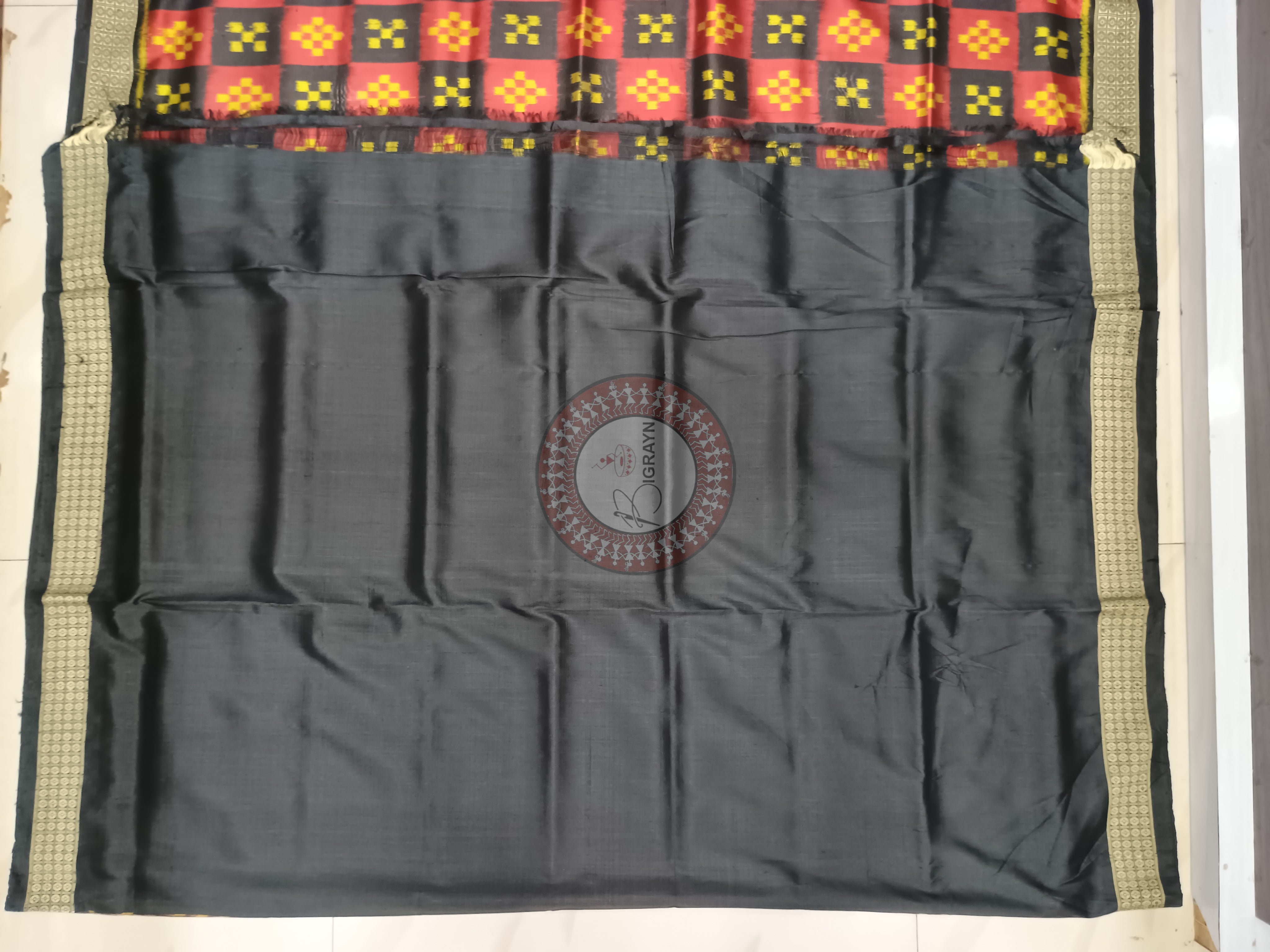 Red Black Pasapali Mulberry Silk Saree