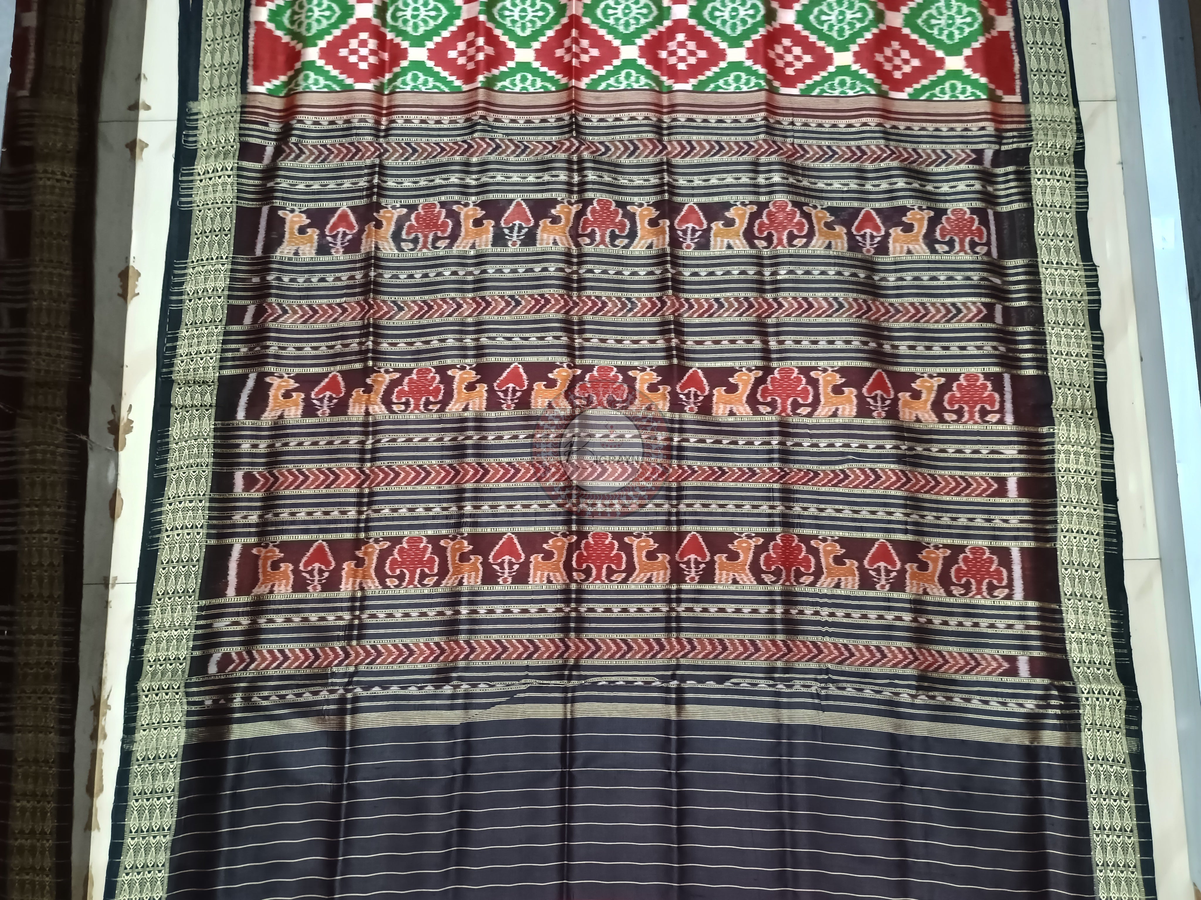 Green Maroon Pasapali Mulberry Silk Saree