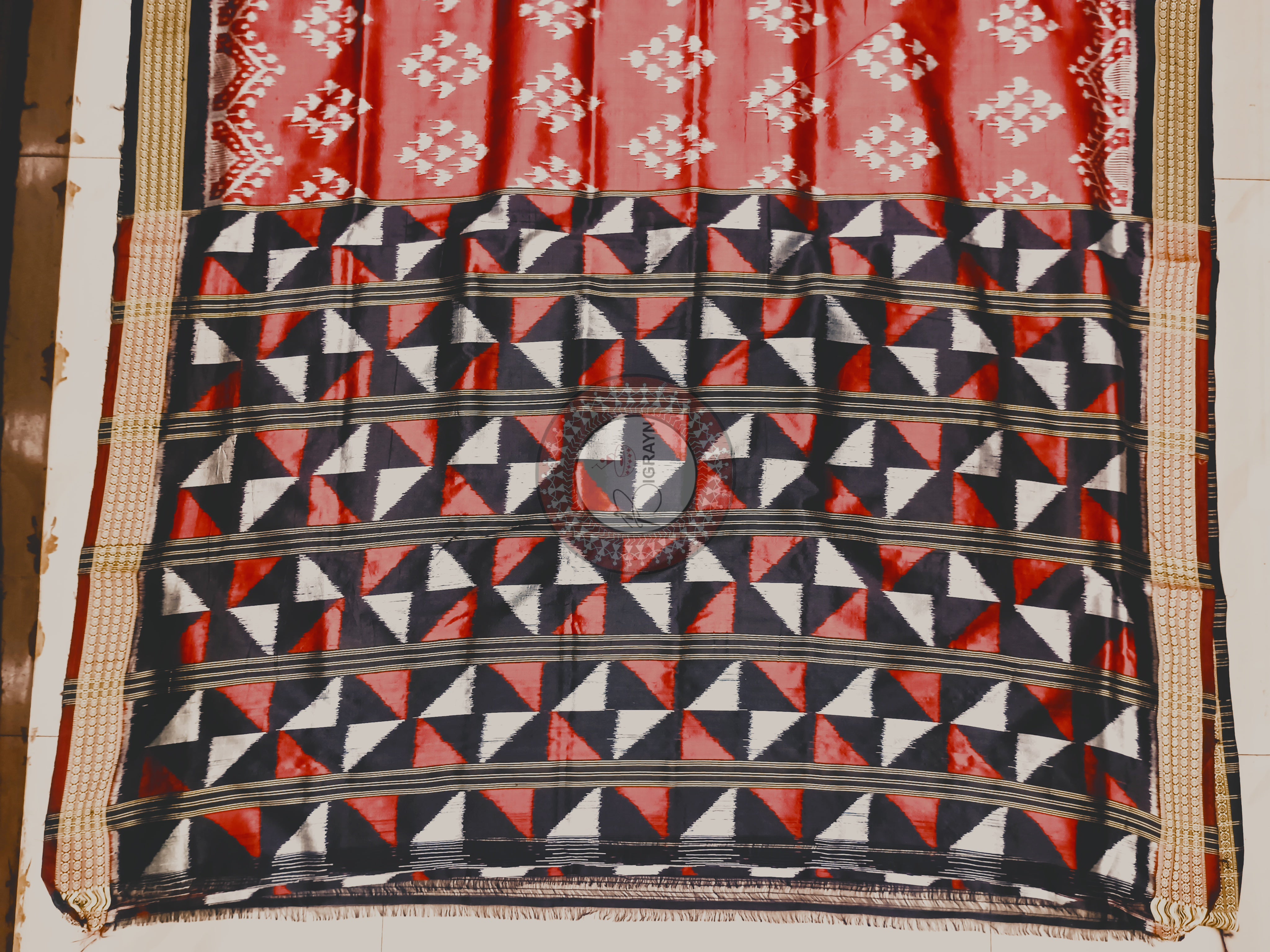 Maroon Black Partly Pasapali Mulberry Silk Saree