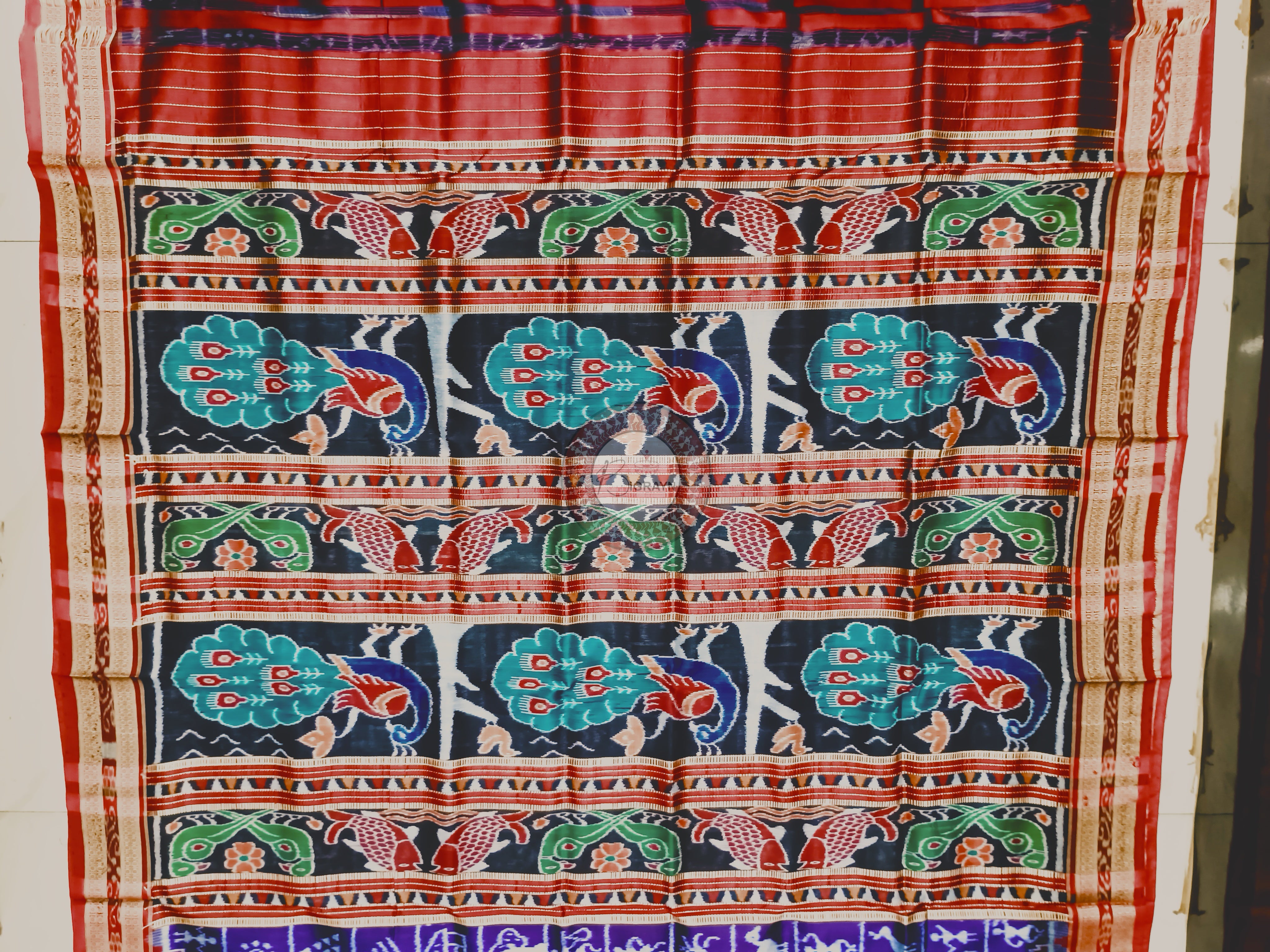 Sky-Purple Maroon Hindi Alphabet Mulberry Silk Saree