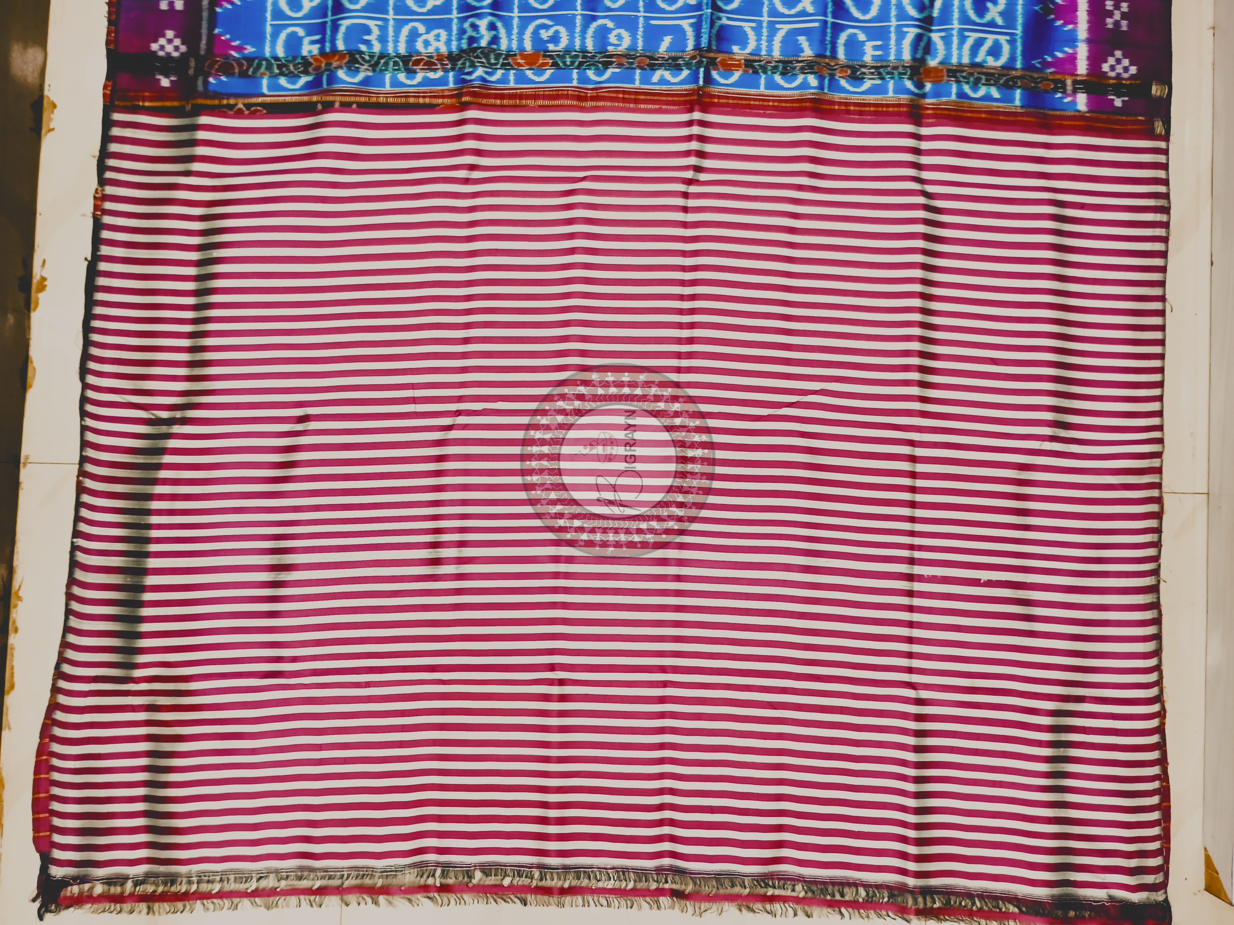 Copper Sulphate Black Odia Alphabet Mulberry Silk Saree