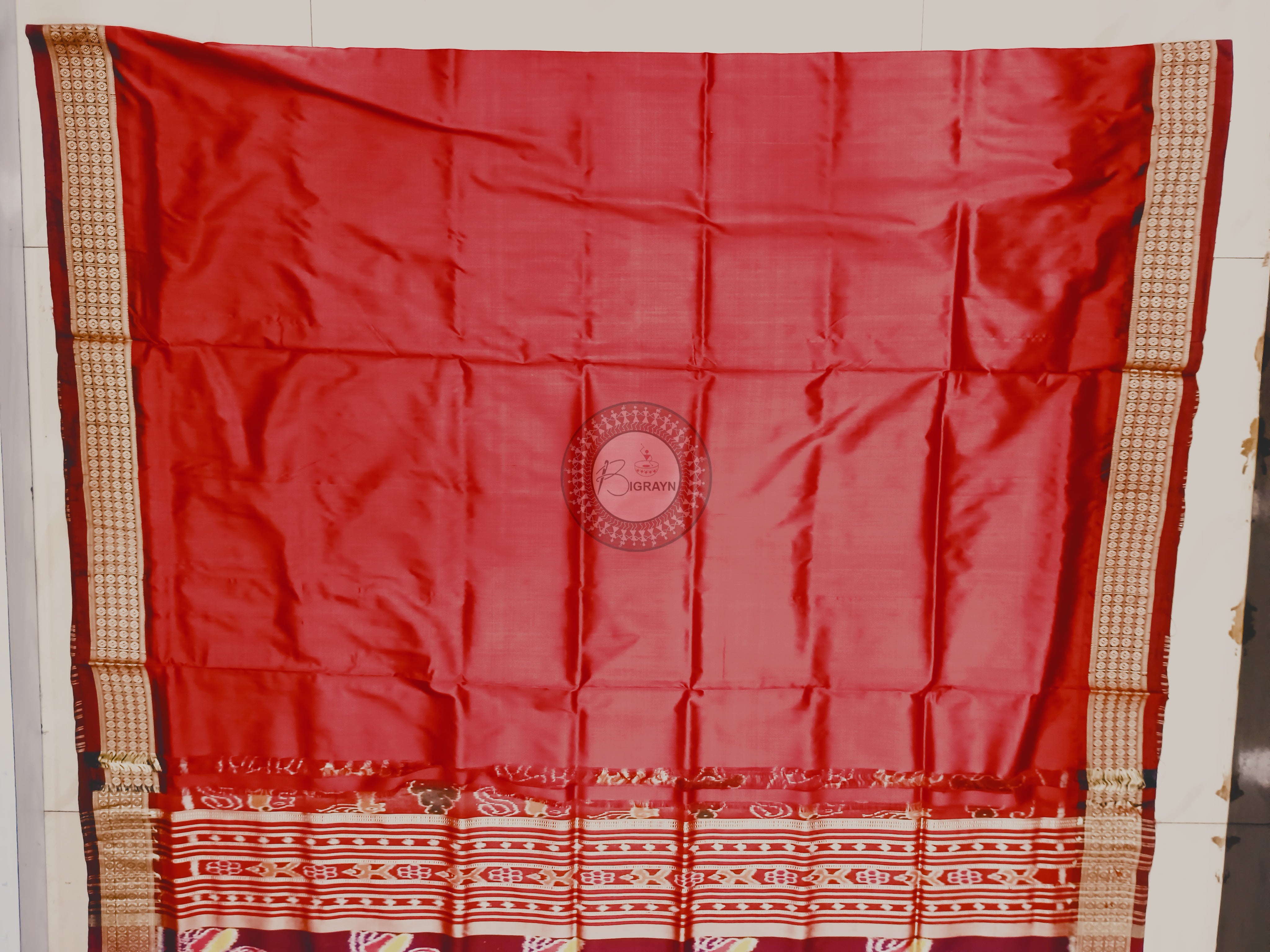 Maroon Self Swans Design Mulberry Silk Saree