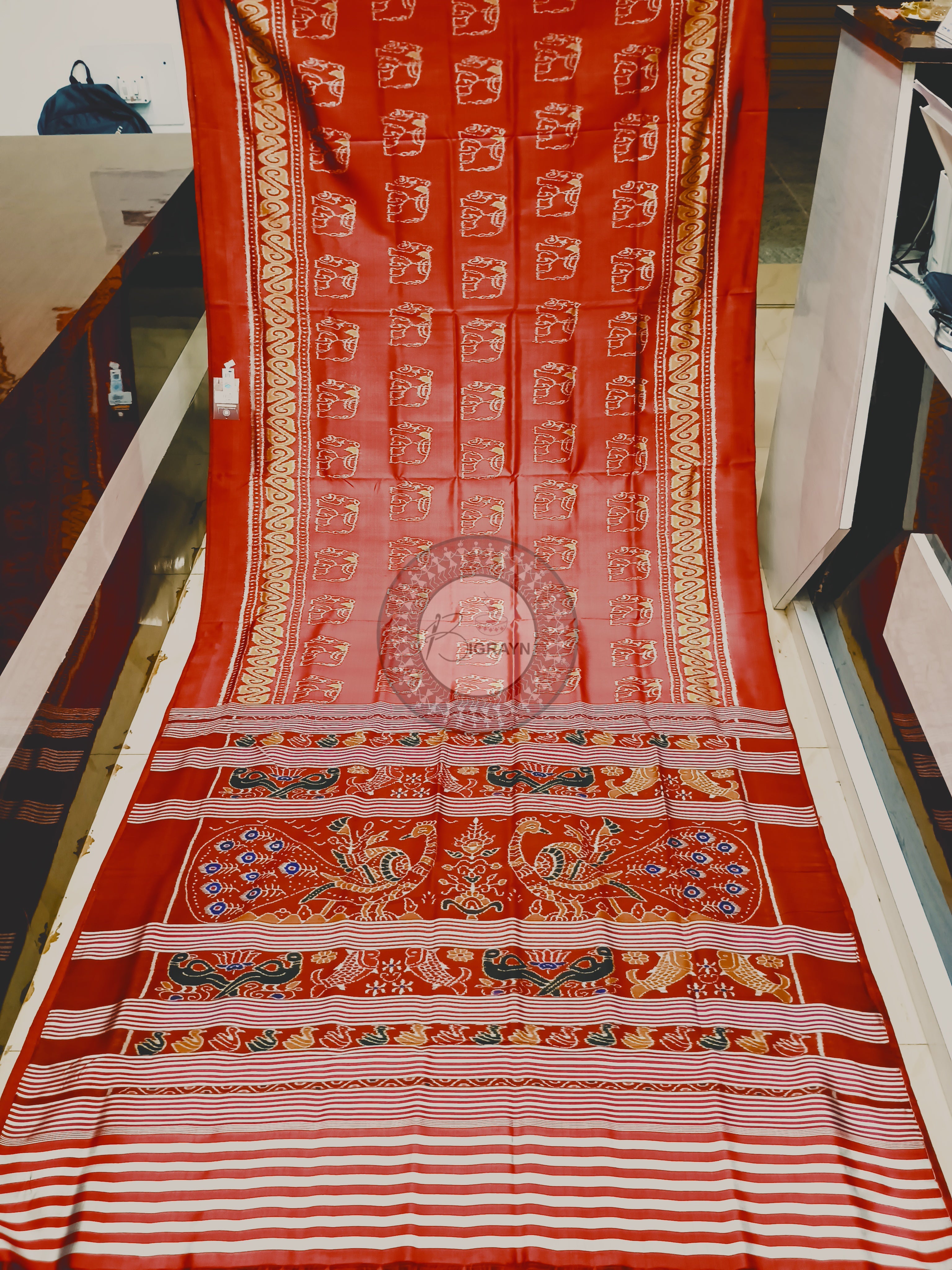 Maroon Self Elephant Design Mulberry Silk Saree