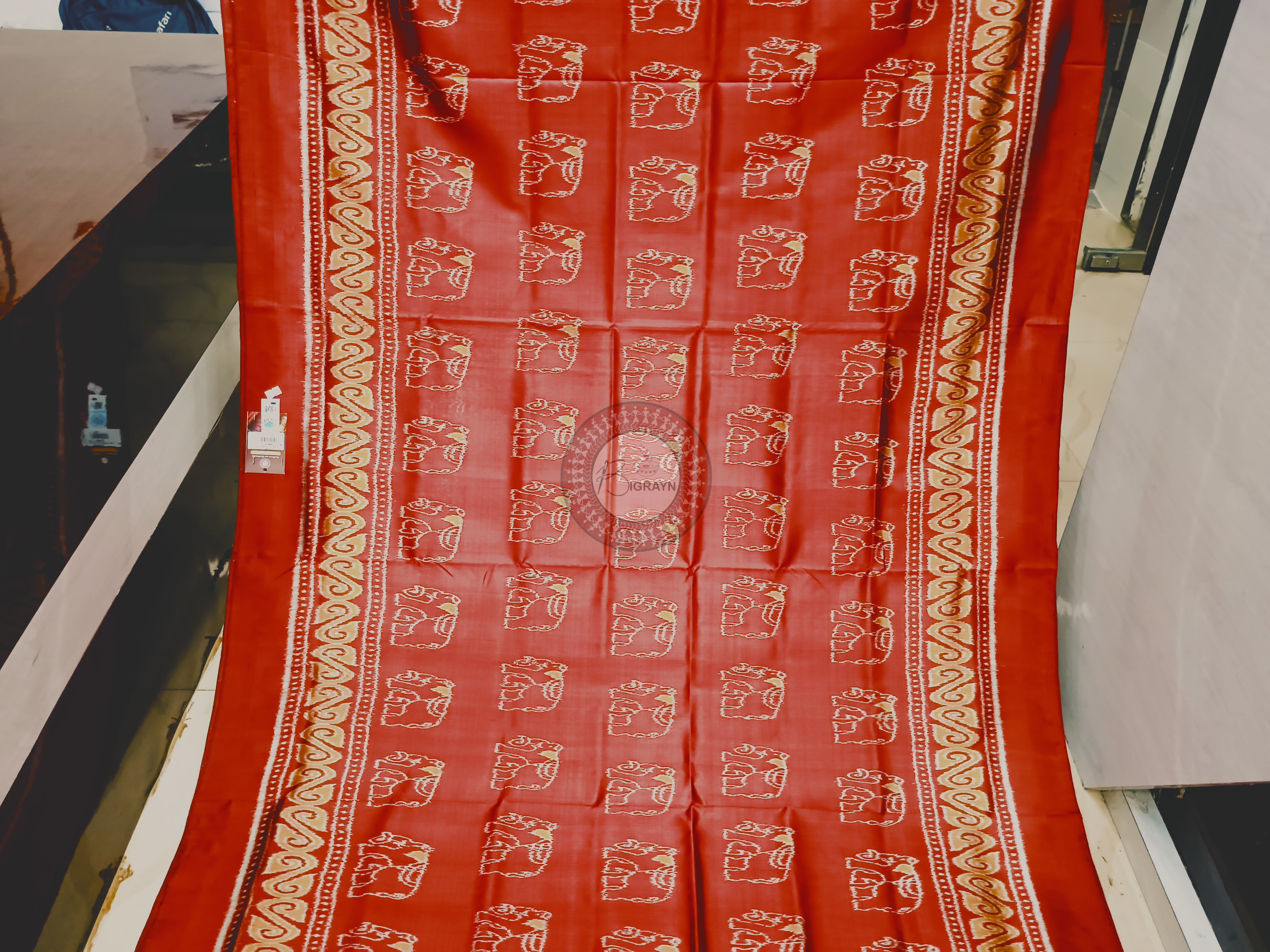 Maroon Self Elephant Design Mulberry Silk Saree