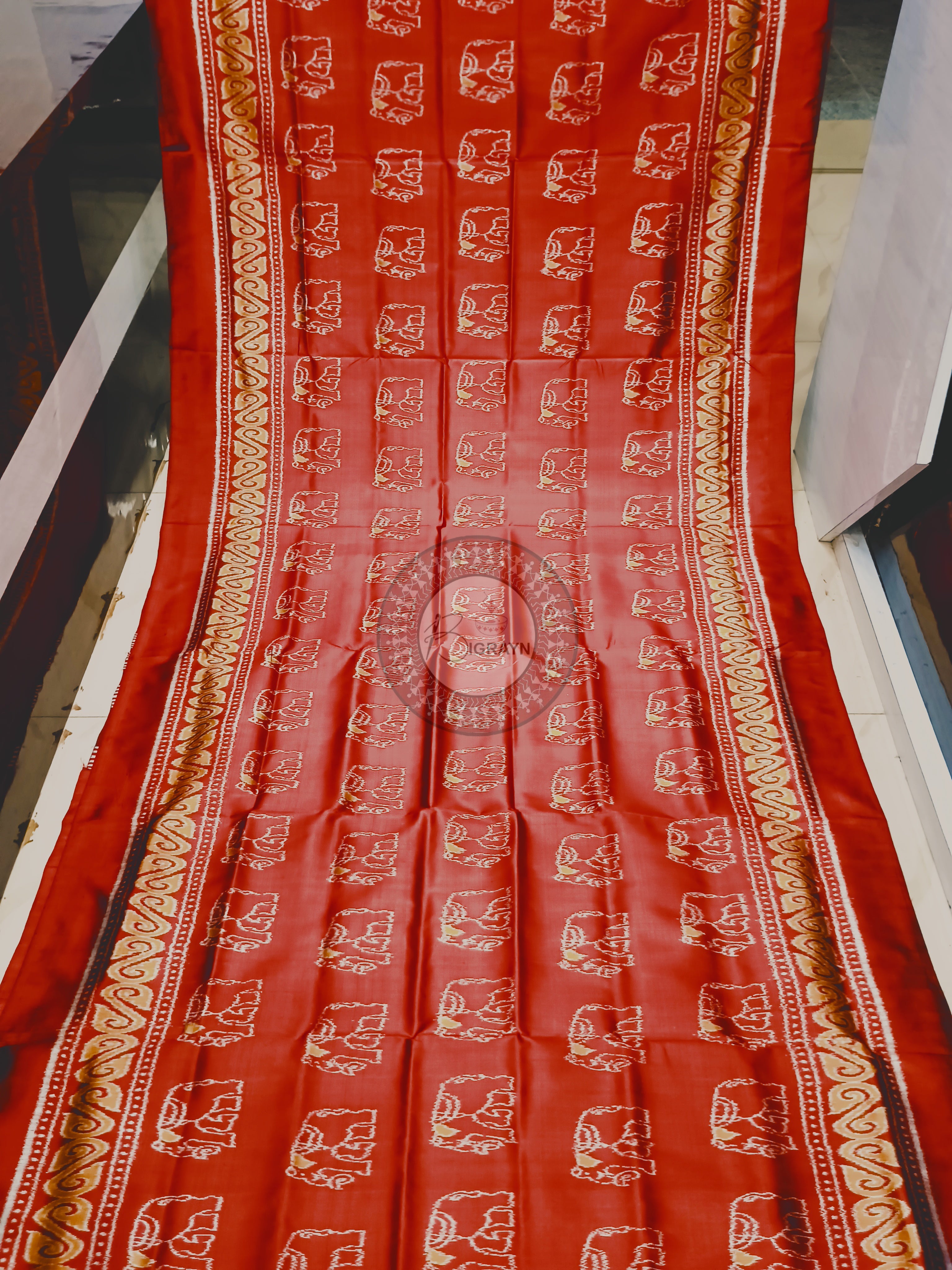 Maroon Self Elephant Design Mulberry Silk Saree