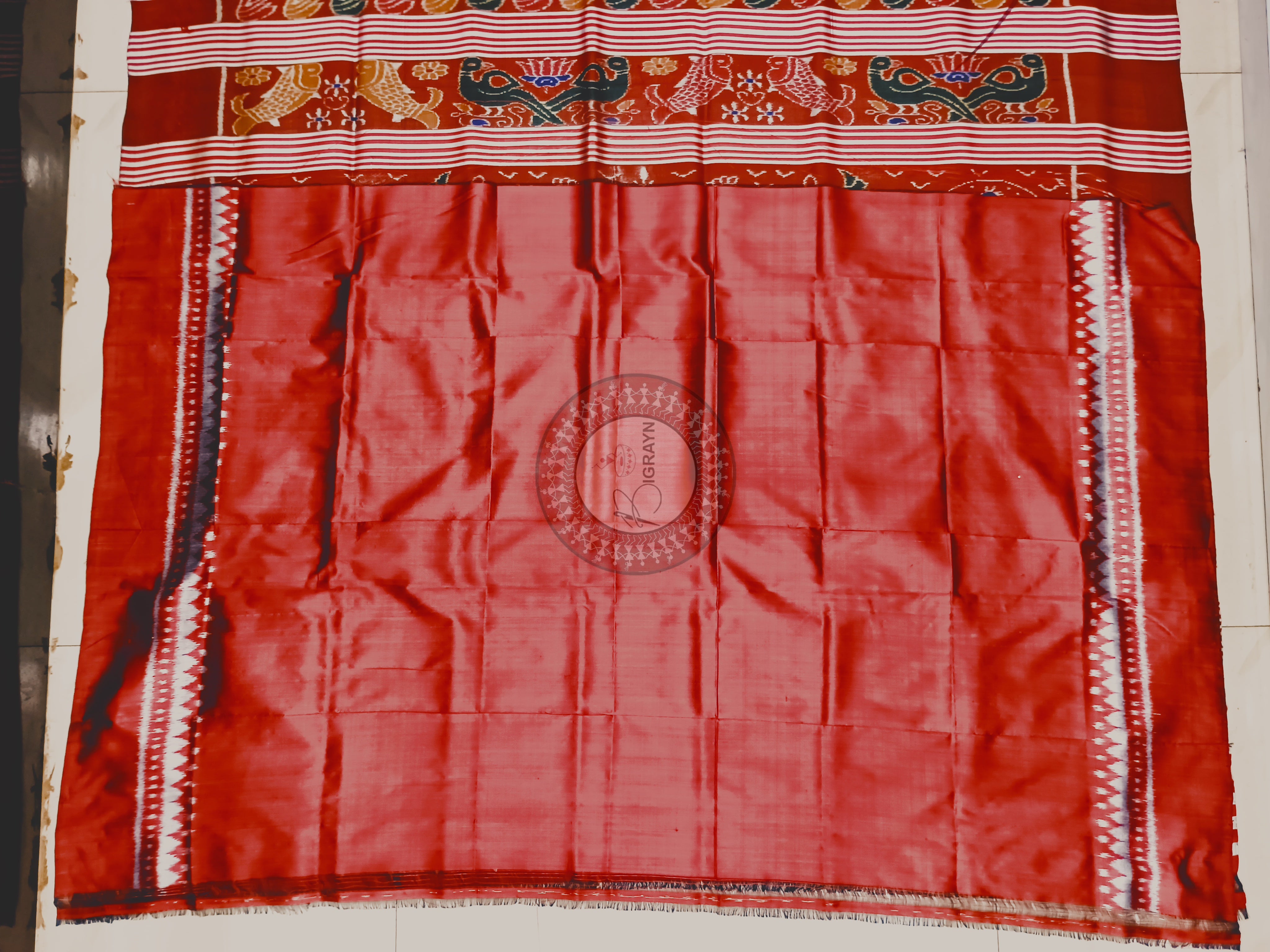 Maroon Self Elephant Design Mulberry Silk Saree