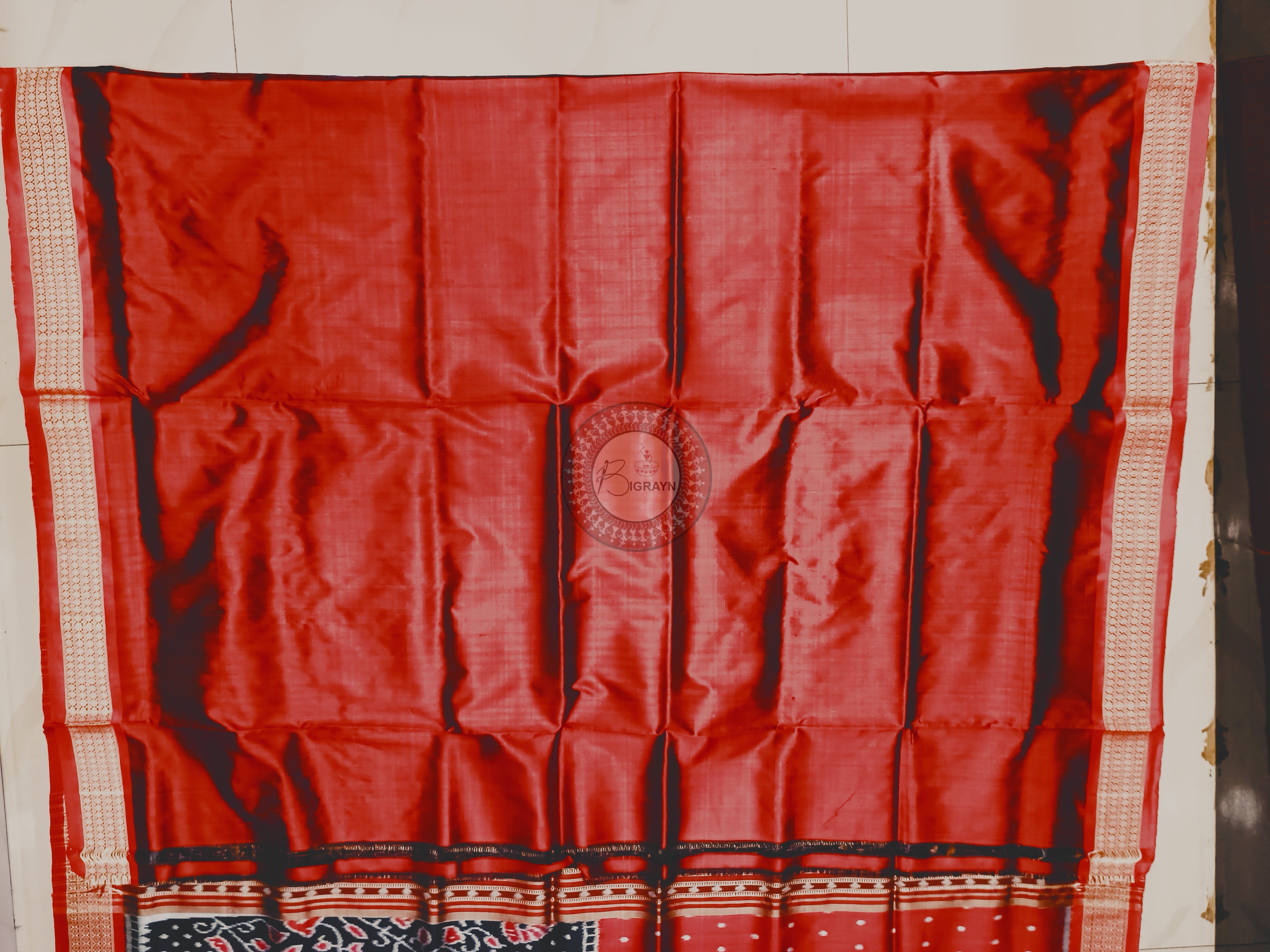 Black Maroon Half Half Design Mulberry Silk Saree