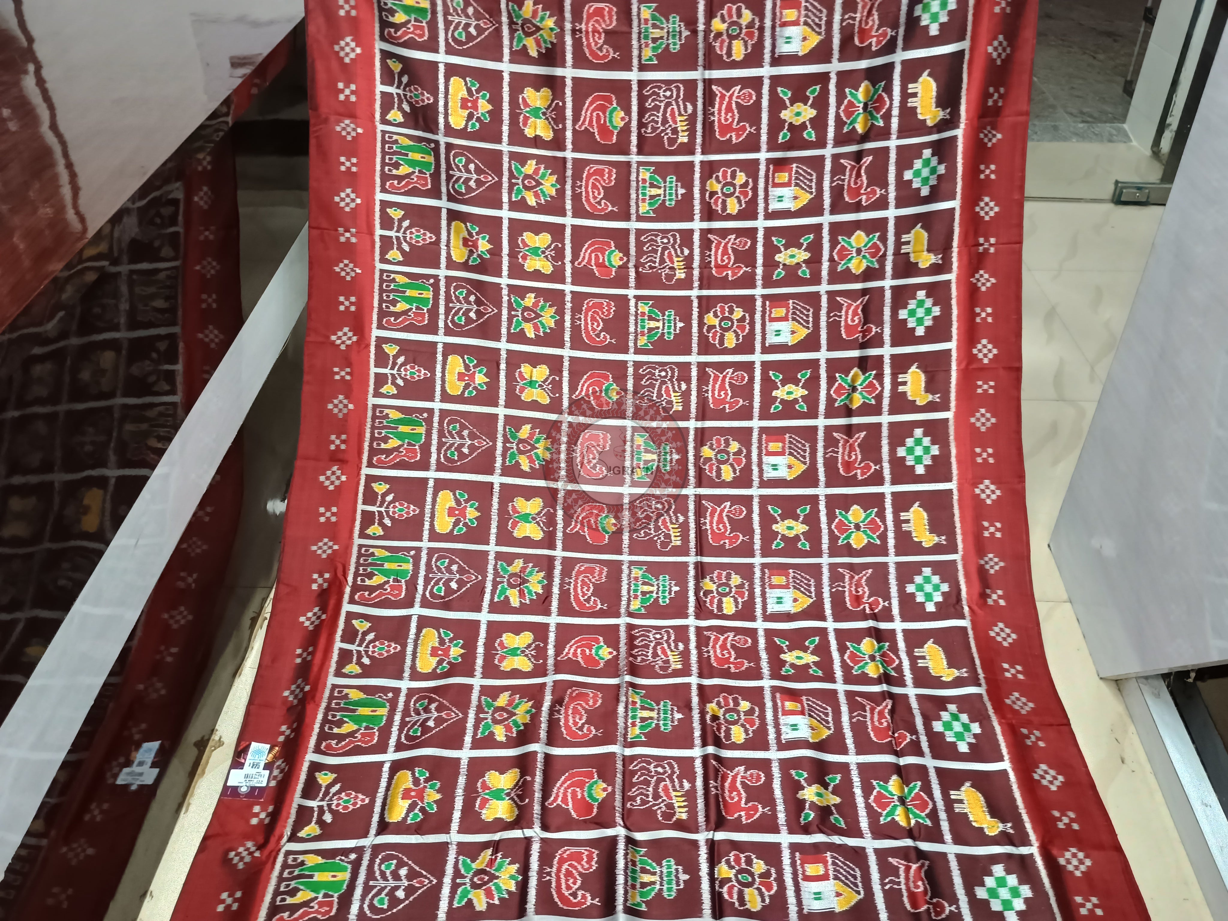 Coffe Maroon Nabakothi Design Mulberry Silk Saree