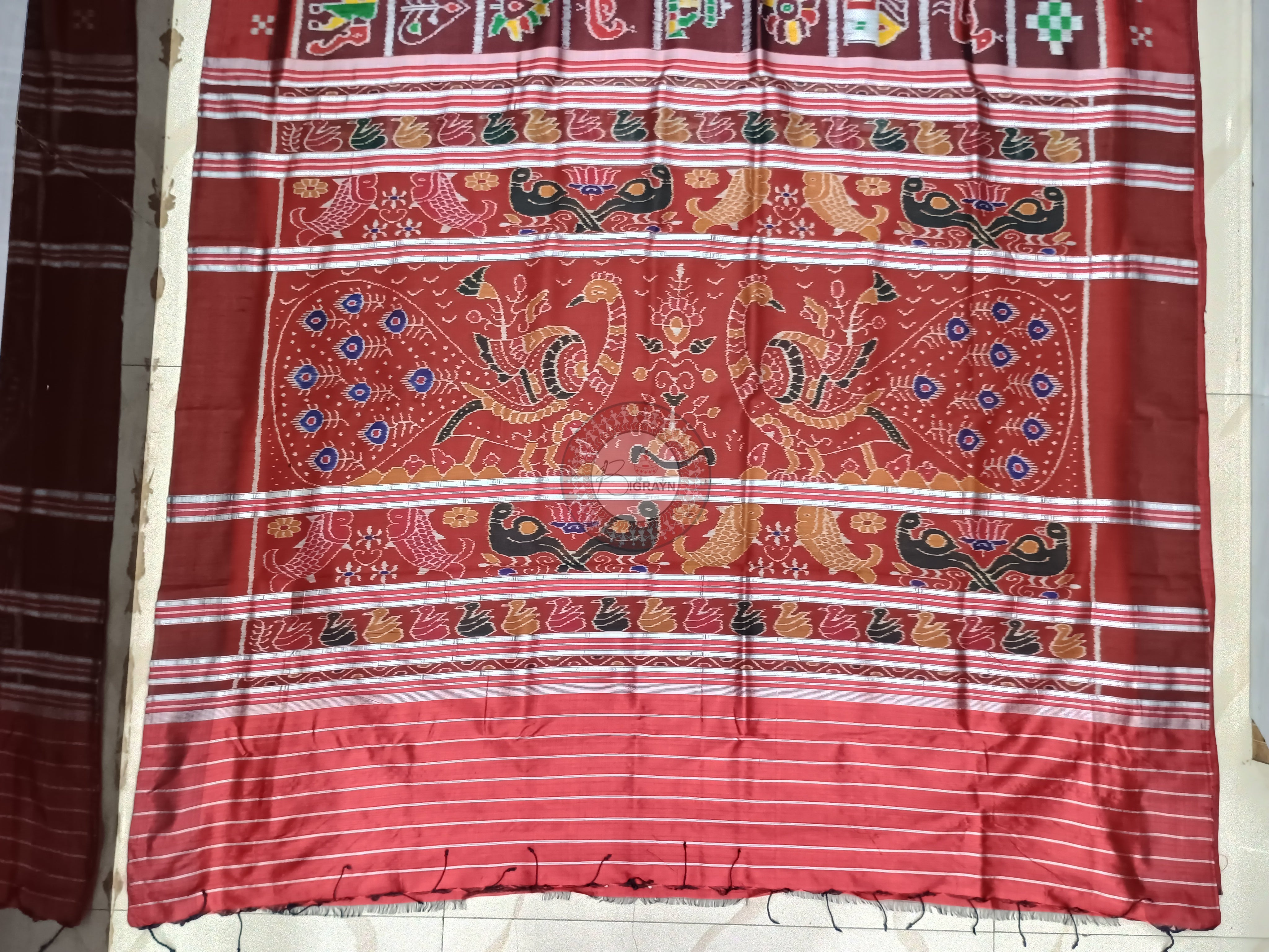 Coffe Maroon Nabakothi Design Mulberry Silk Saree