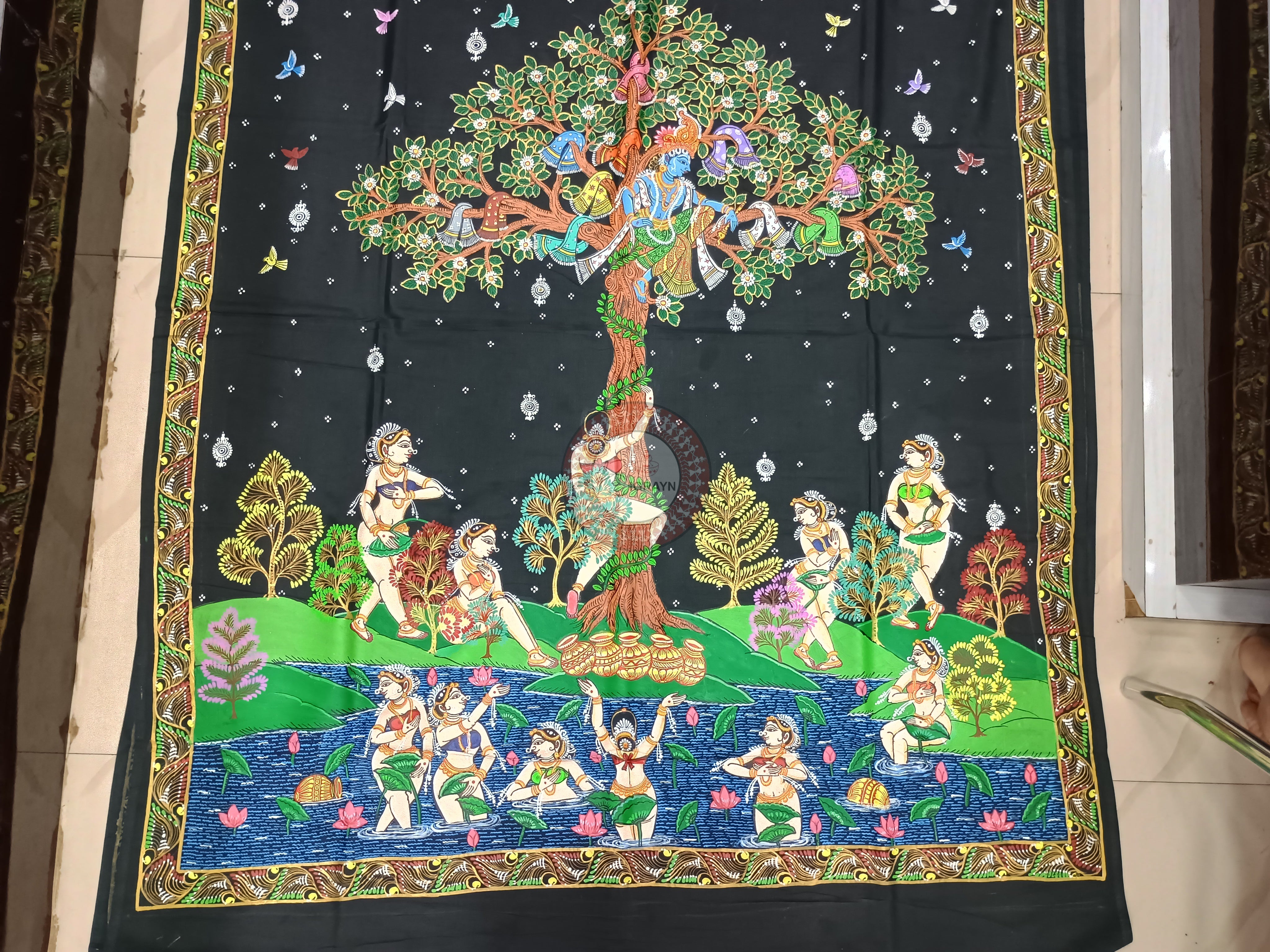 Black Bastra Chori Theme Pattachitra Khadi Silk Saree
