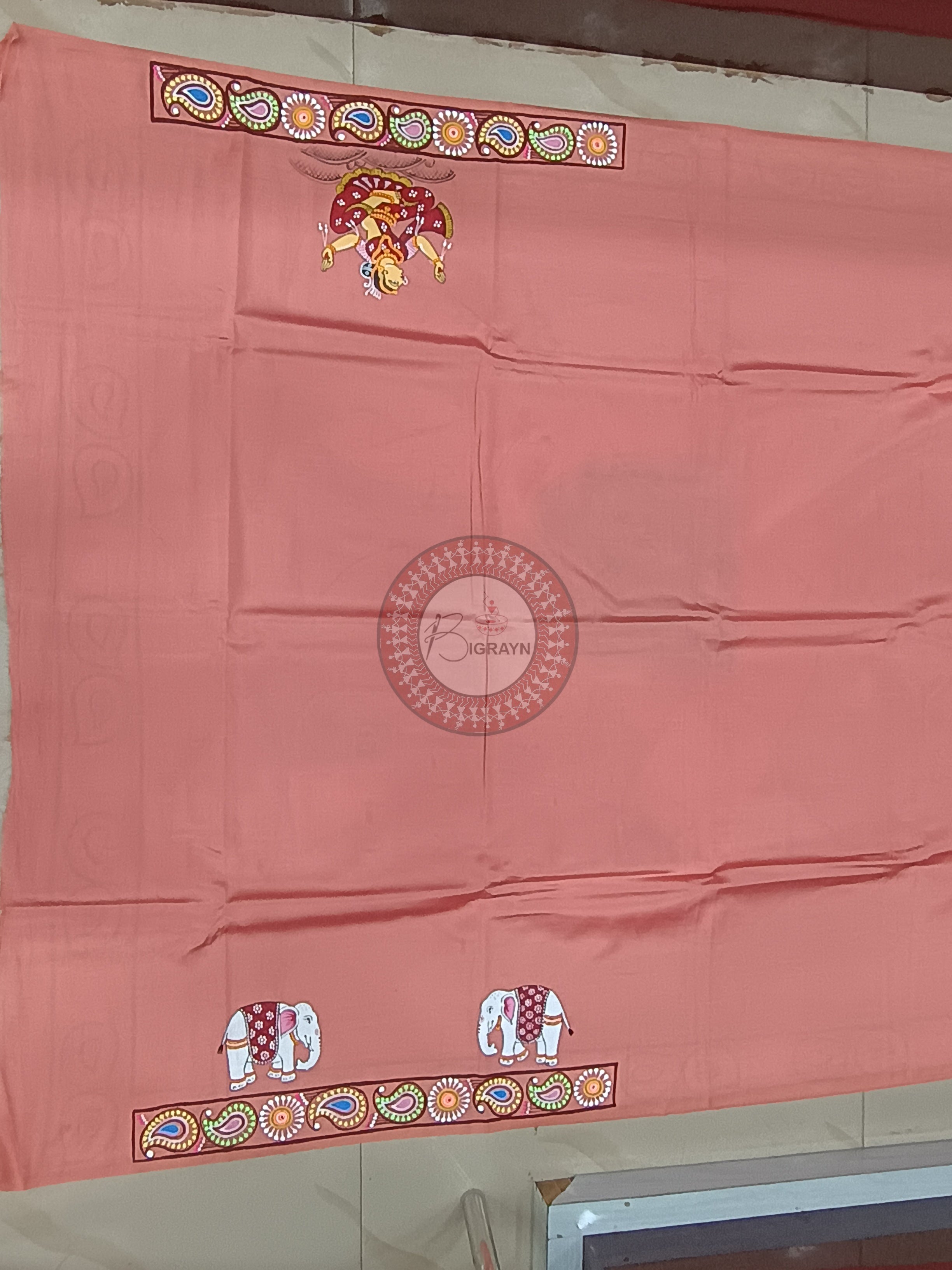 Pink Kandarp Hasti Theme Pattachitra Khadi Silk Saree
