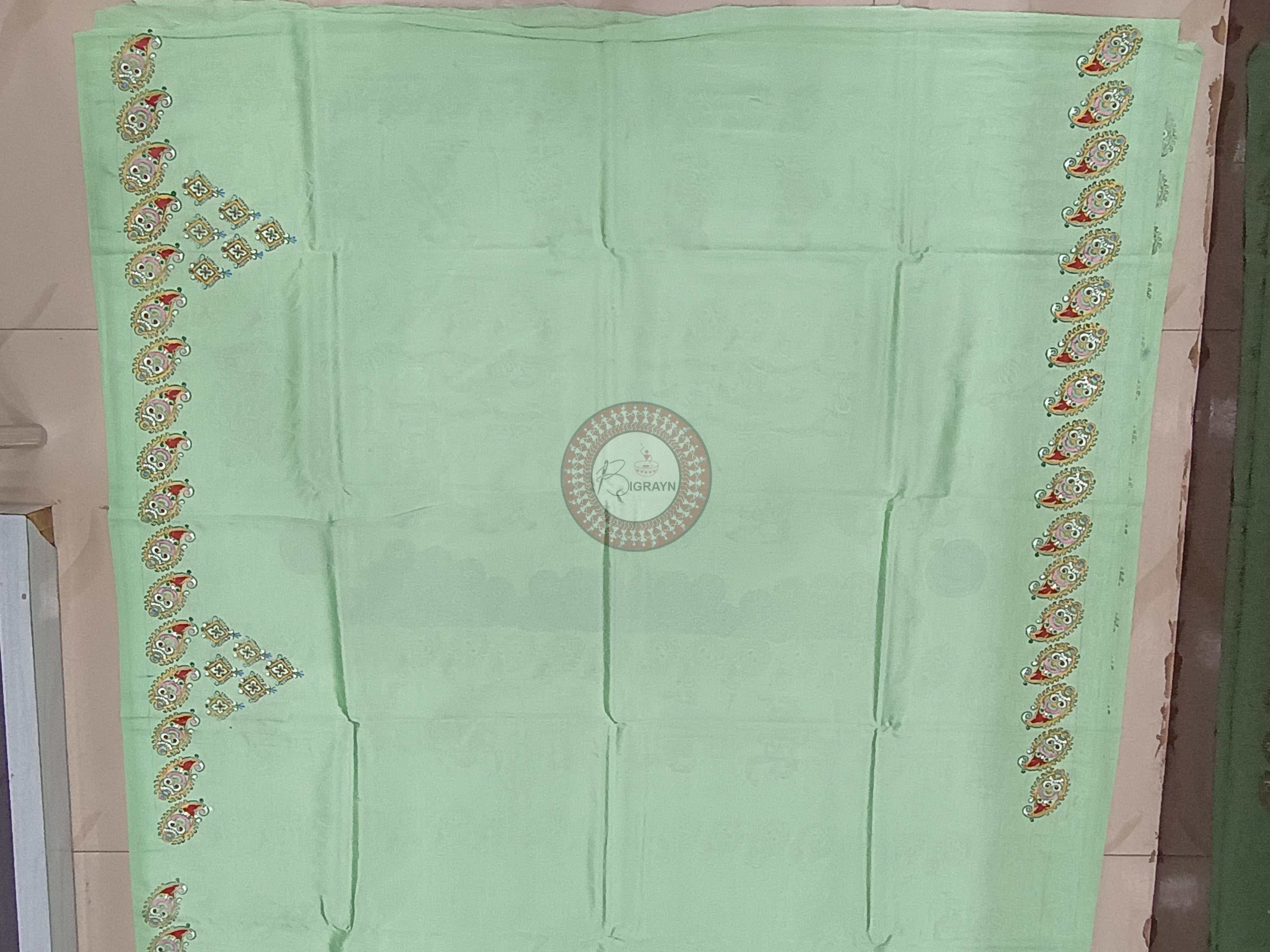 Pista Ponds Rasa Pattachitra Khadi Silk Saree