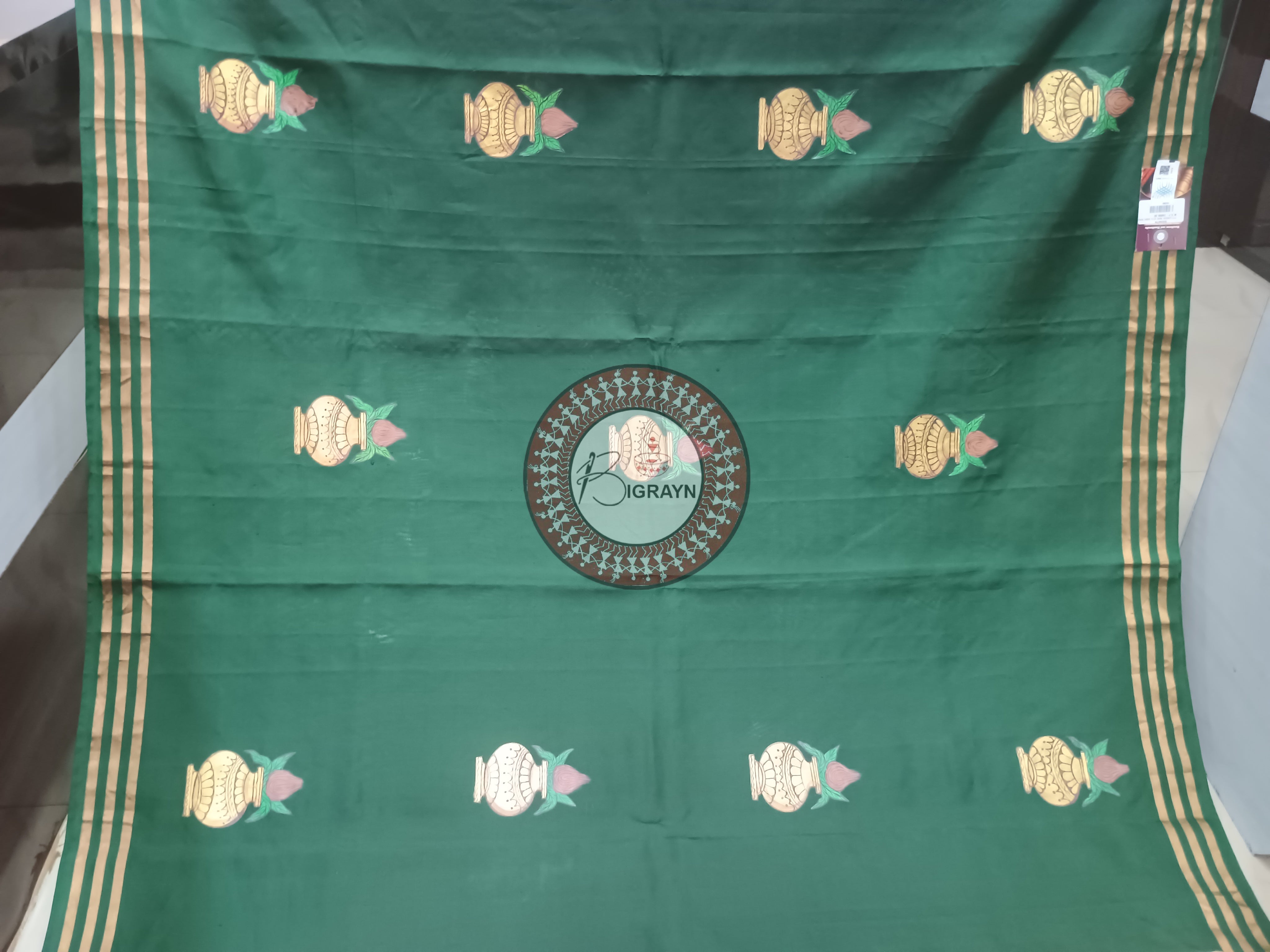 Green Ram Sita Vivah Pattachitra Kanjivaram Silk Saree