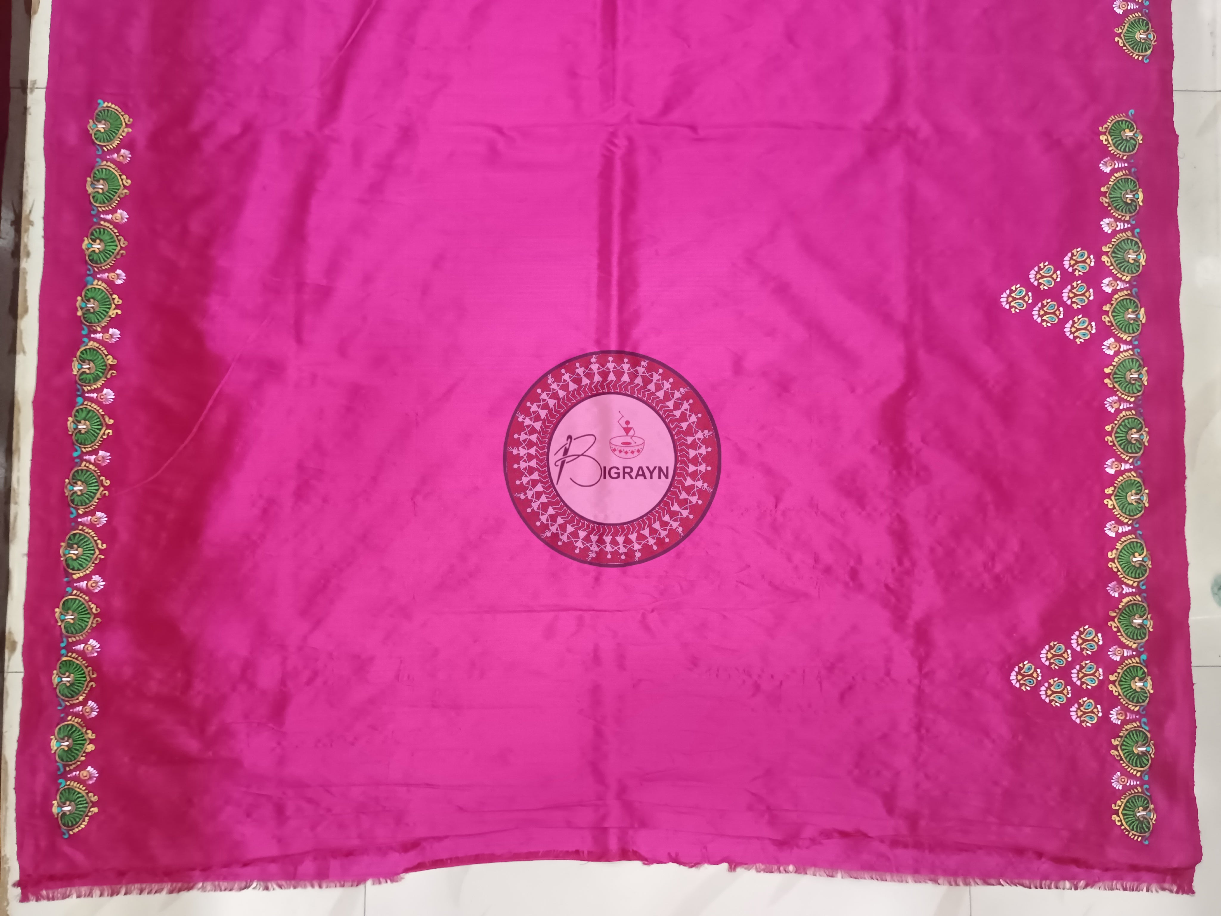 Magenta Round Dancer Theme Pattachitra Sambalpuri Silk Saree