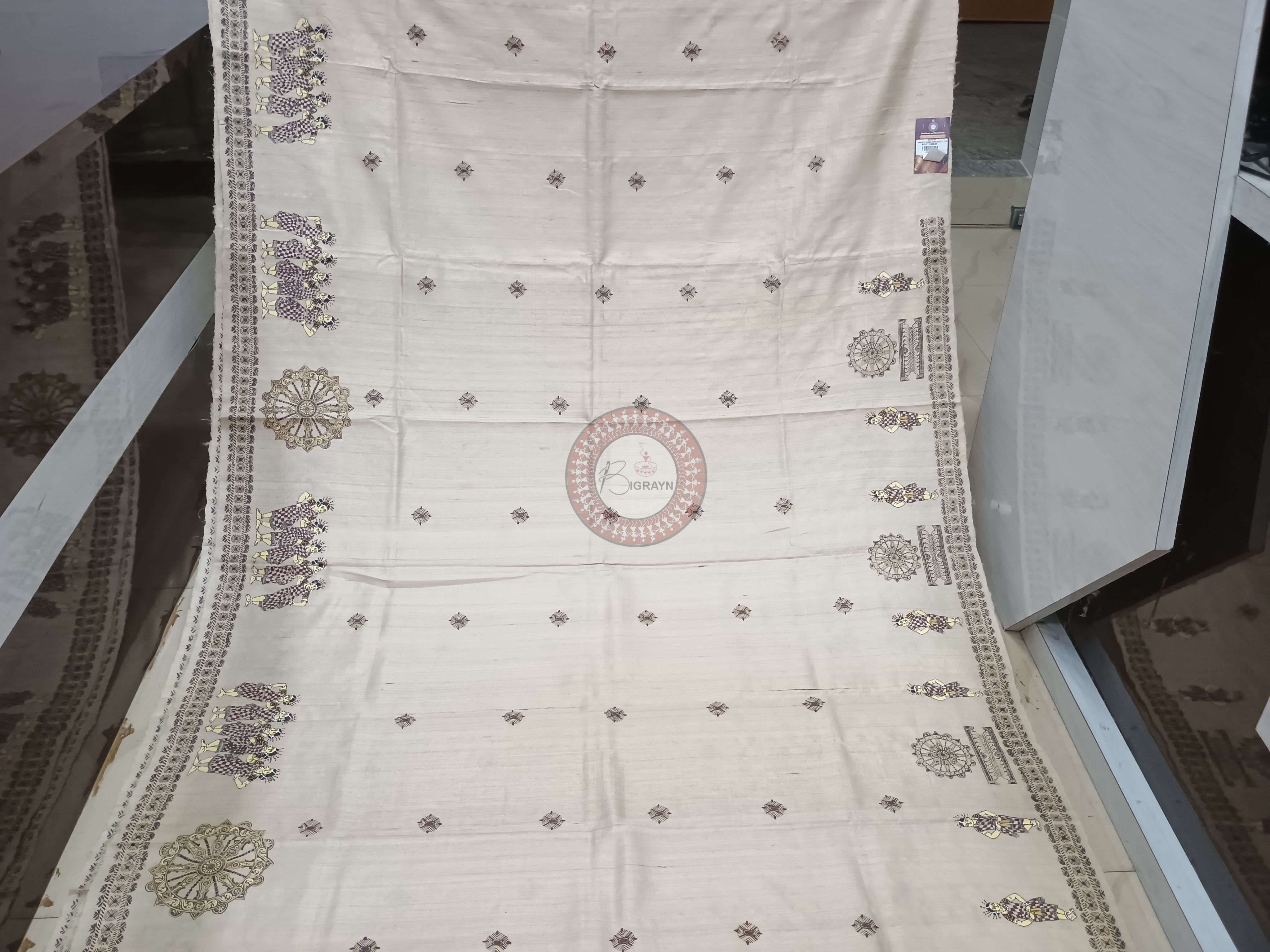 Tussarite Sambalpuri Dance Theme Pattachitra Tussar Silk Saree