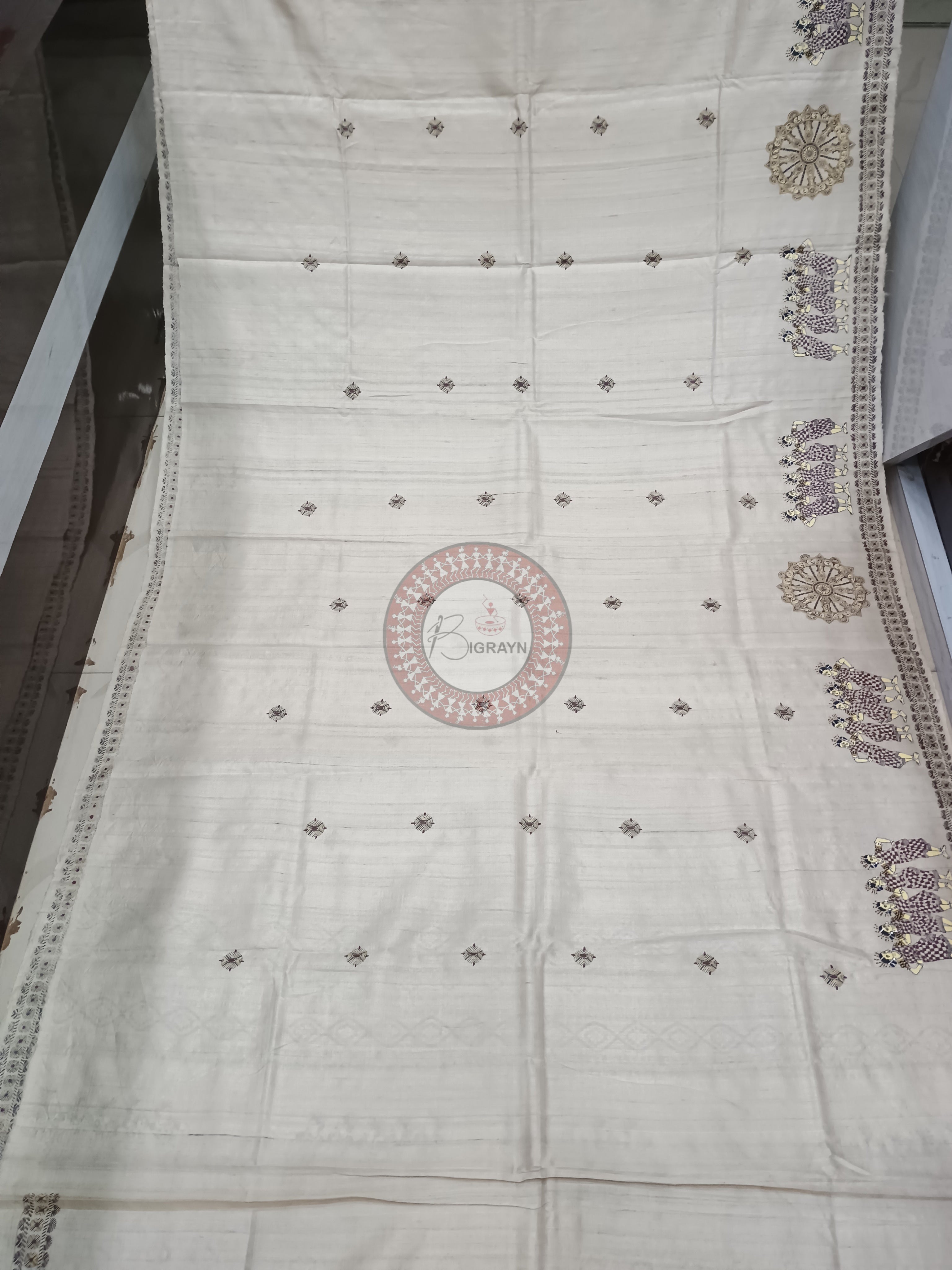 Tussarite Sambalpuri Dance Theme Pattachitra Tussar Silk Saree