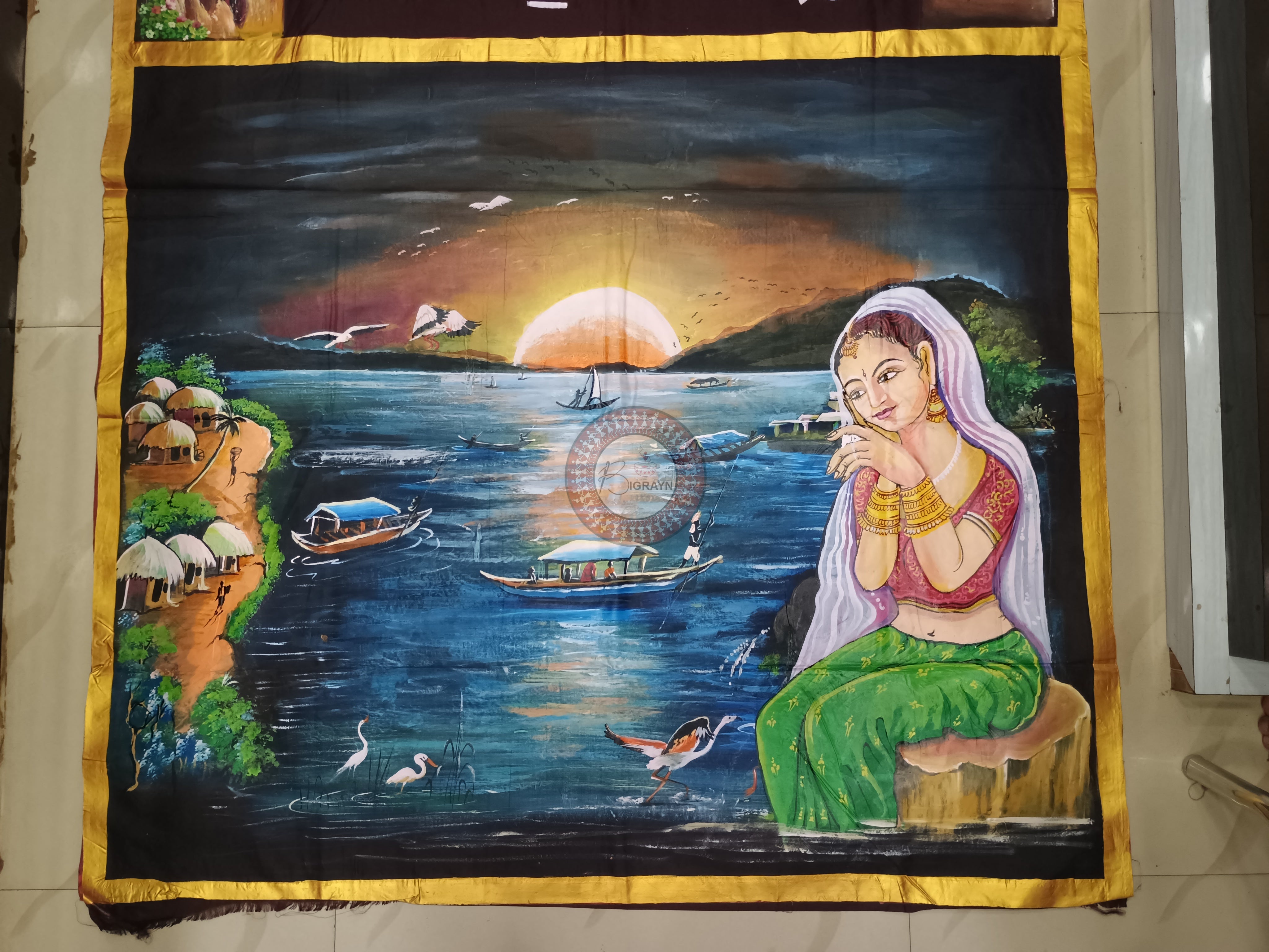 Coffee Kali Jae Theme Pattachitra Pure Silk saree