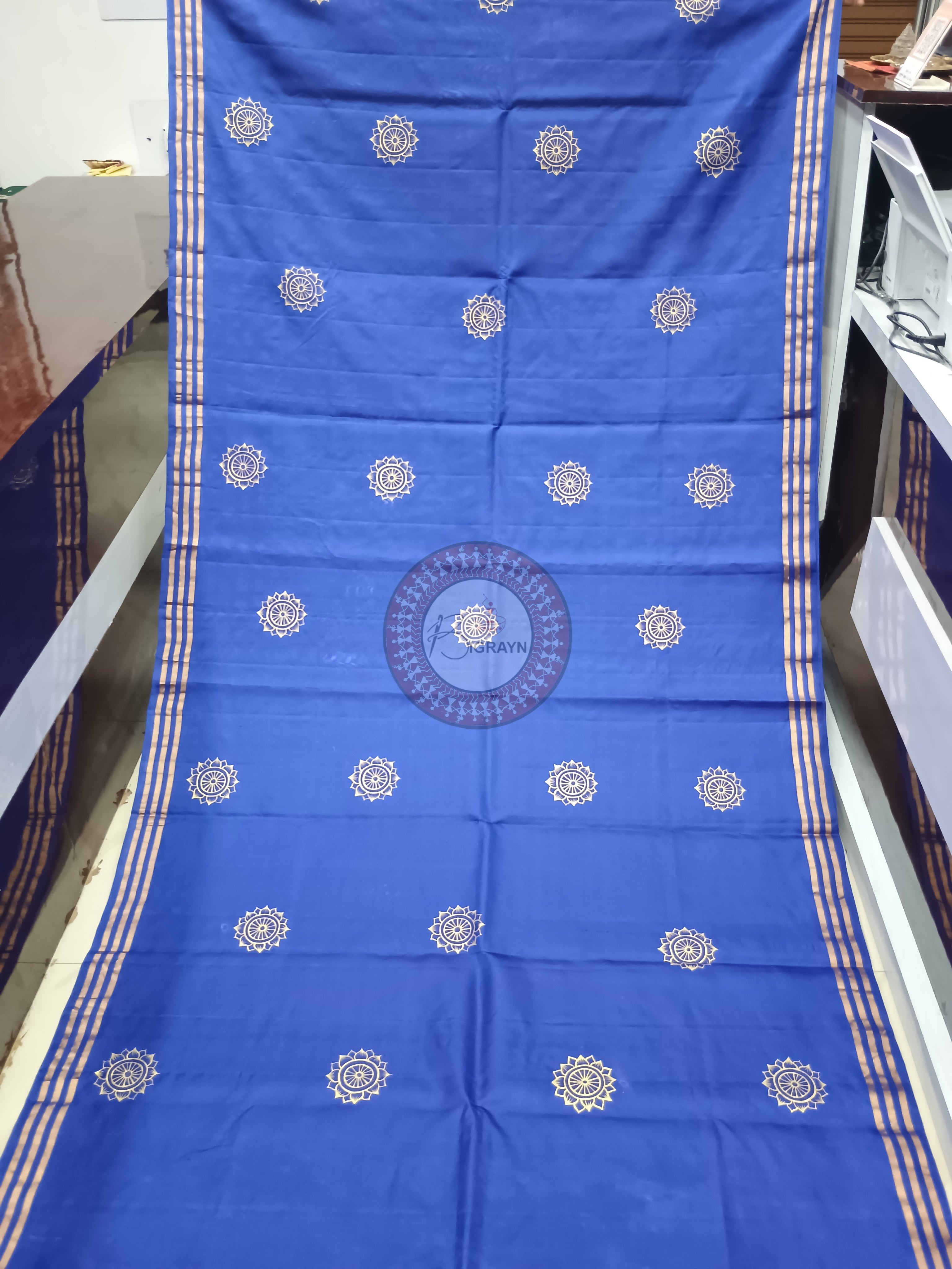 Blue NabagunjaraTheme Pattachitra Kanjeeveram Silk Saree