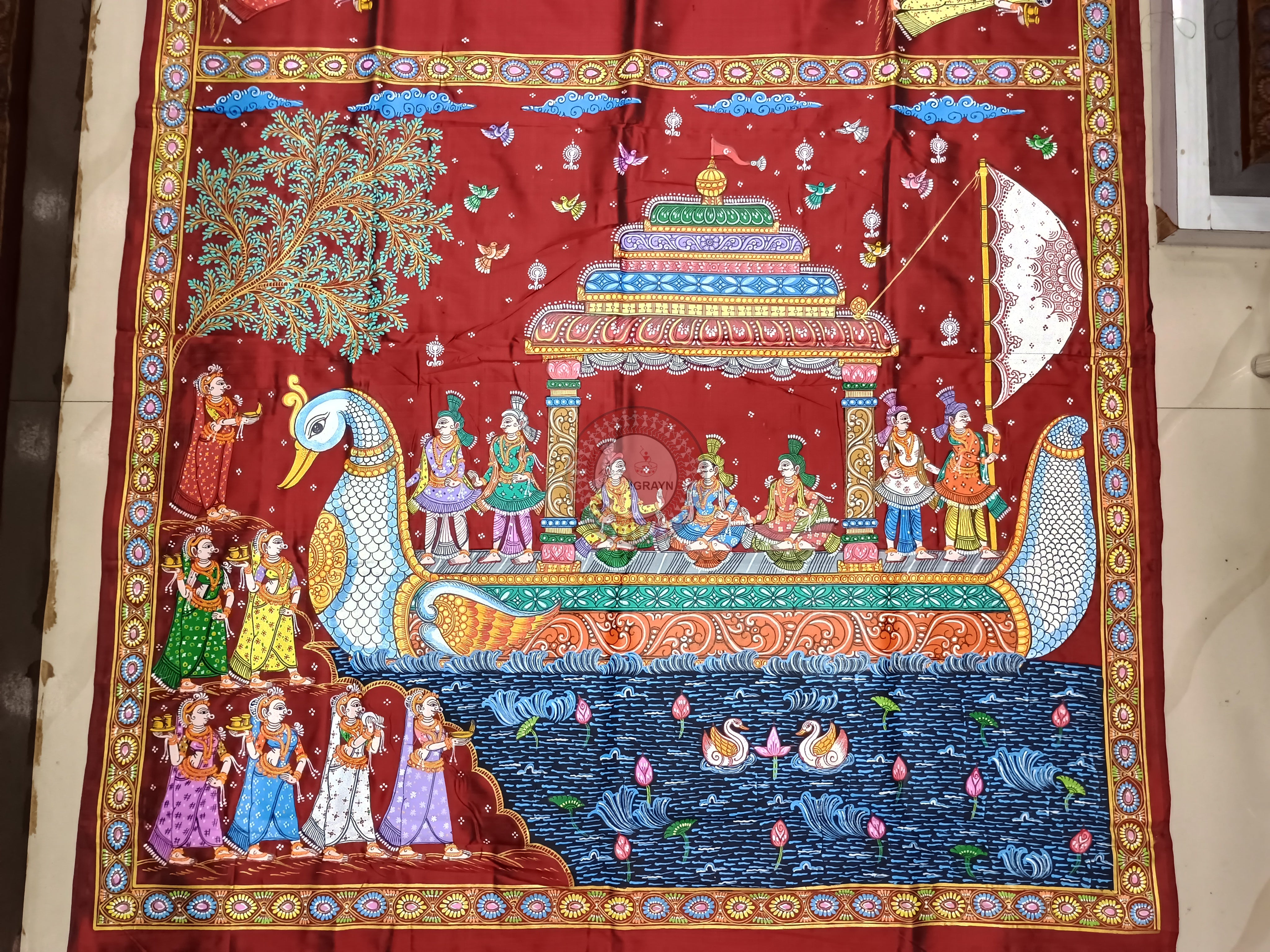 Maroon Boita Bandana Theme Pattachitra Sambalpuri Silk Saree