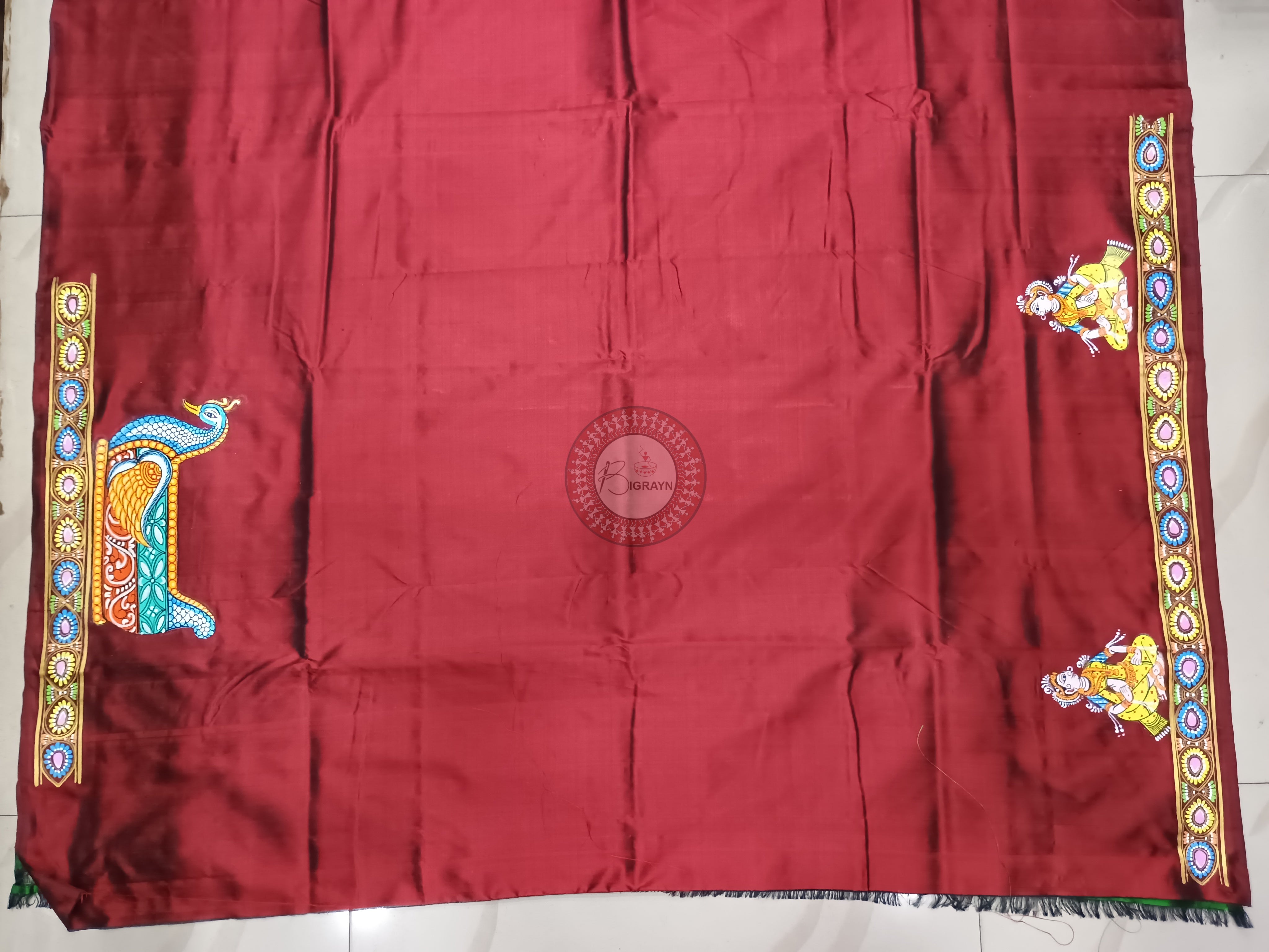 Maroon Boita Bandana Theme Pattachitra Sambalpuri Silk Saree