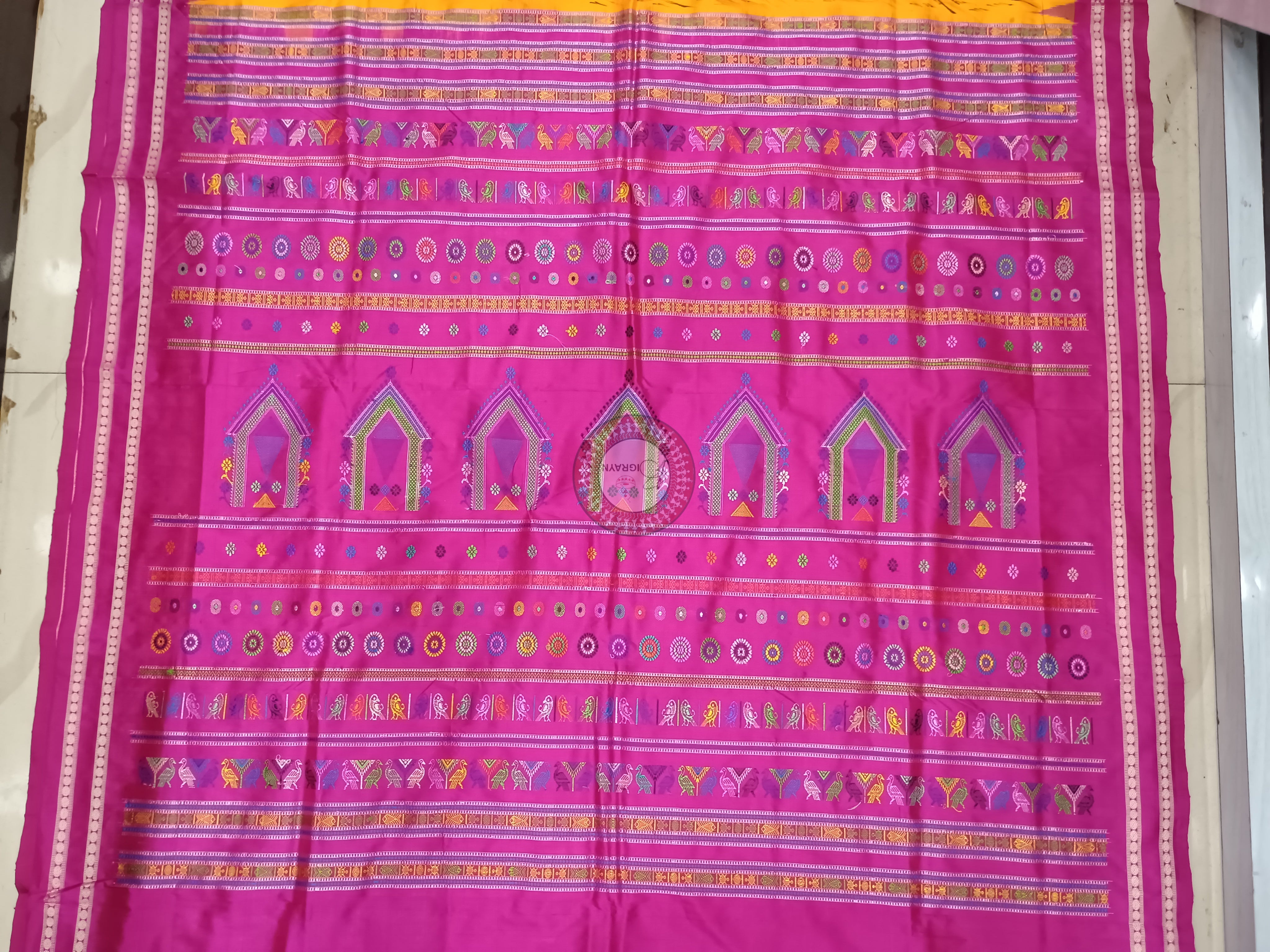 Orange Magenta Dolabedi With Marriage Theme Pattachitra Sambalpuri Silk Saree