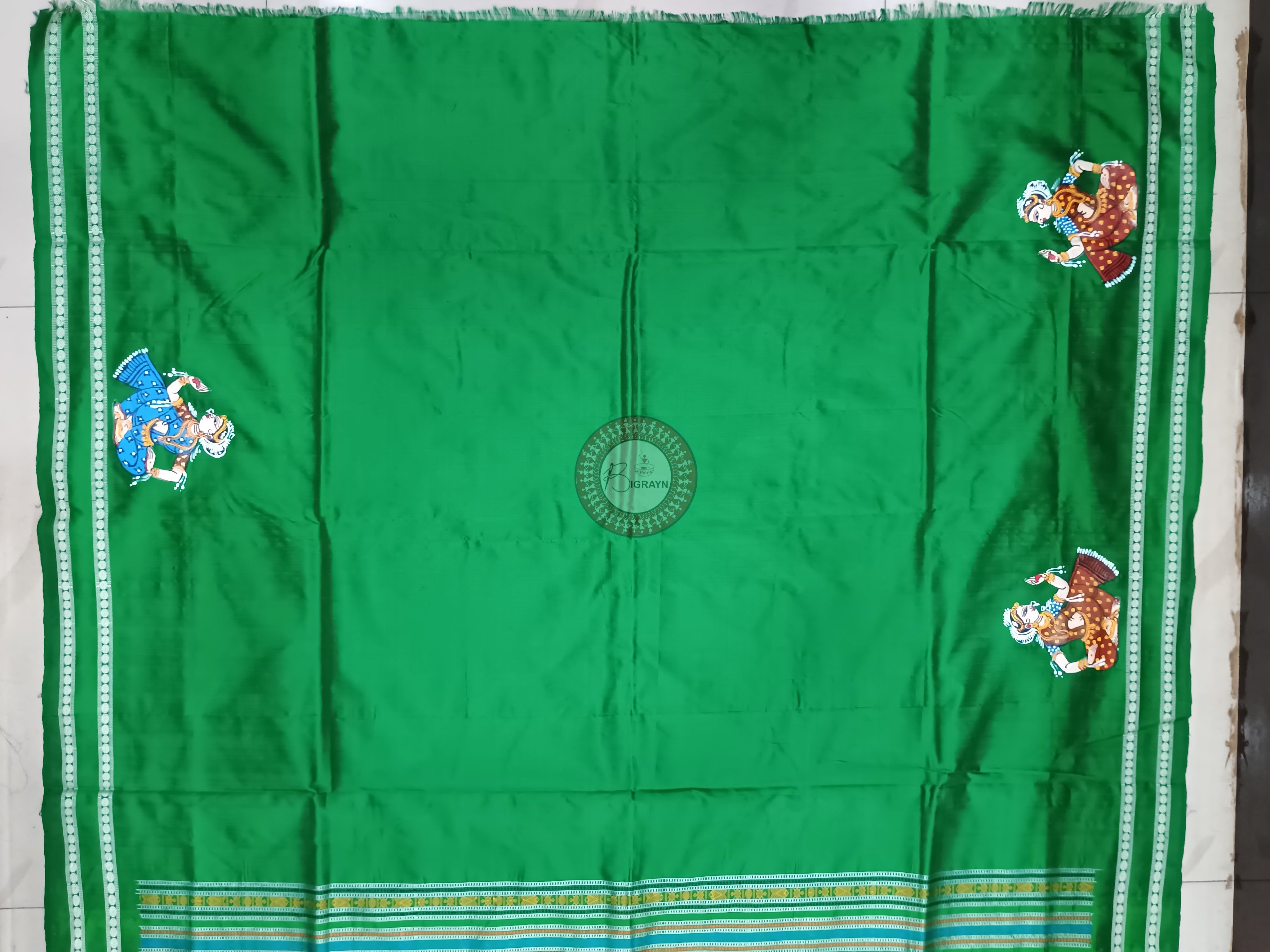 Red Green Dolabedi Design Theme Pattachitra Sambalpuri Silk Saree