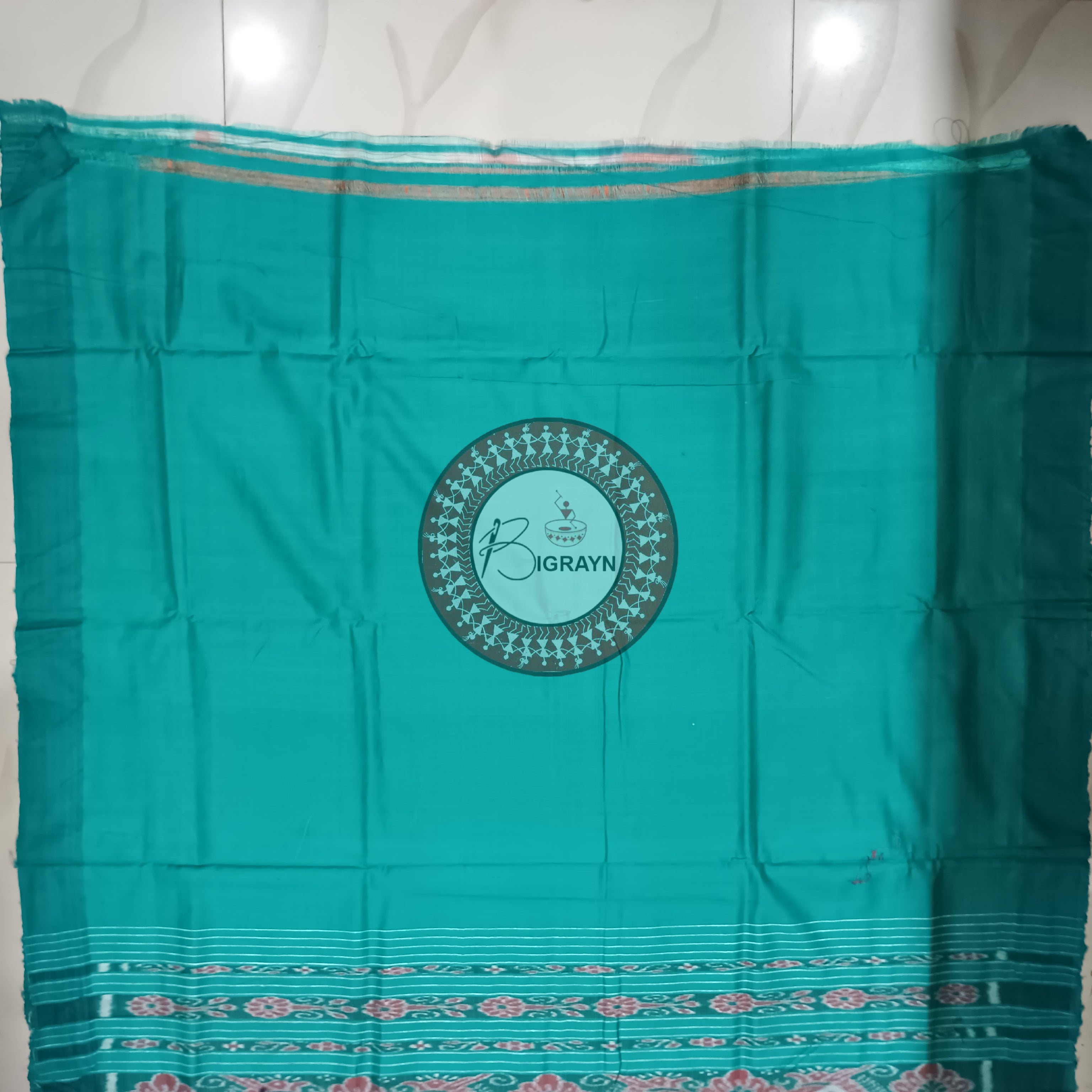 Orange Green Gopalpur Tussar Silk Saree