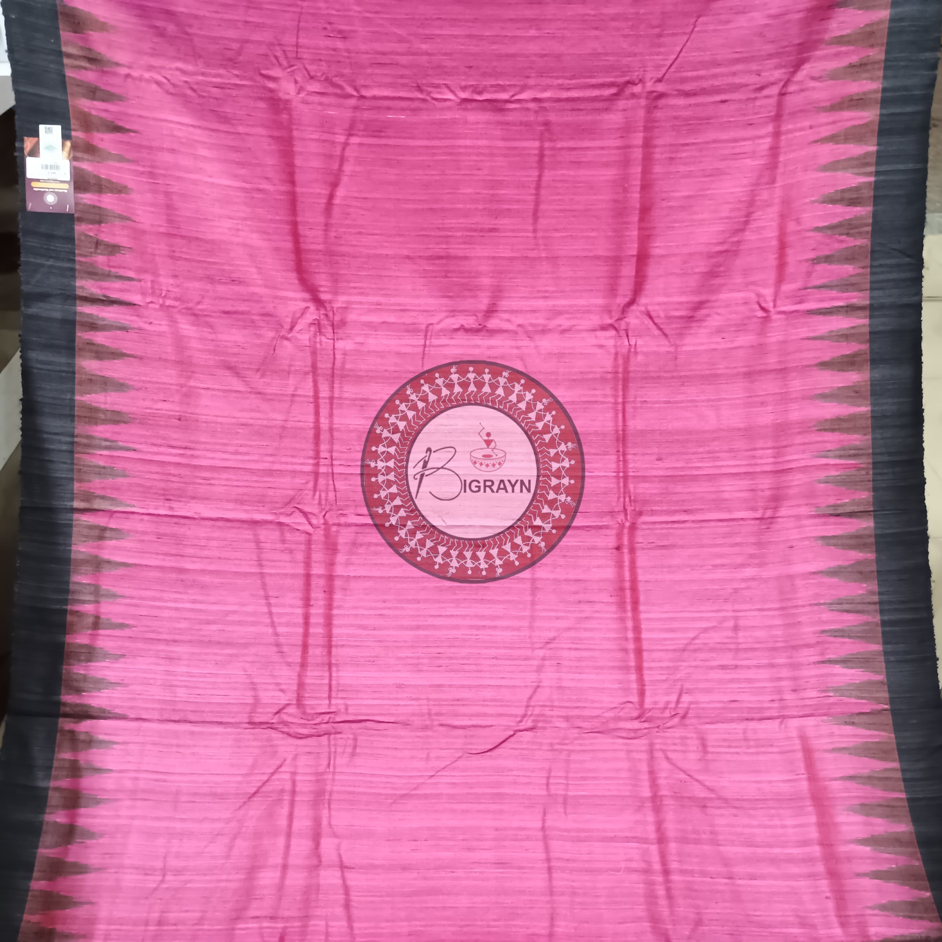 Pink Black Gopalpur Tussar Silk Saree