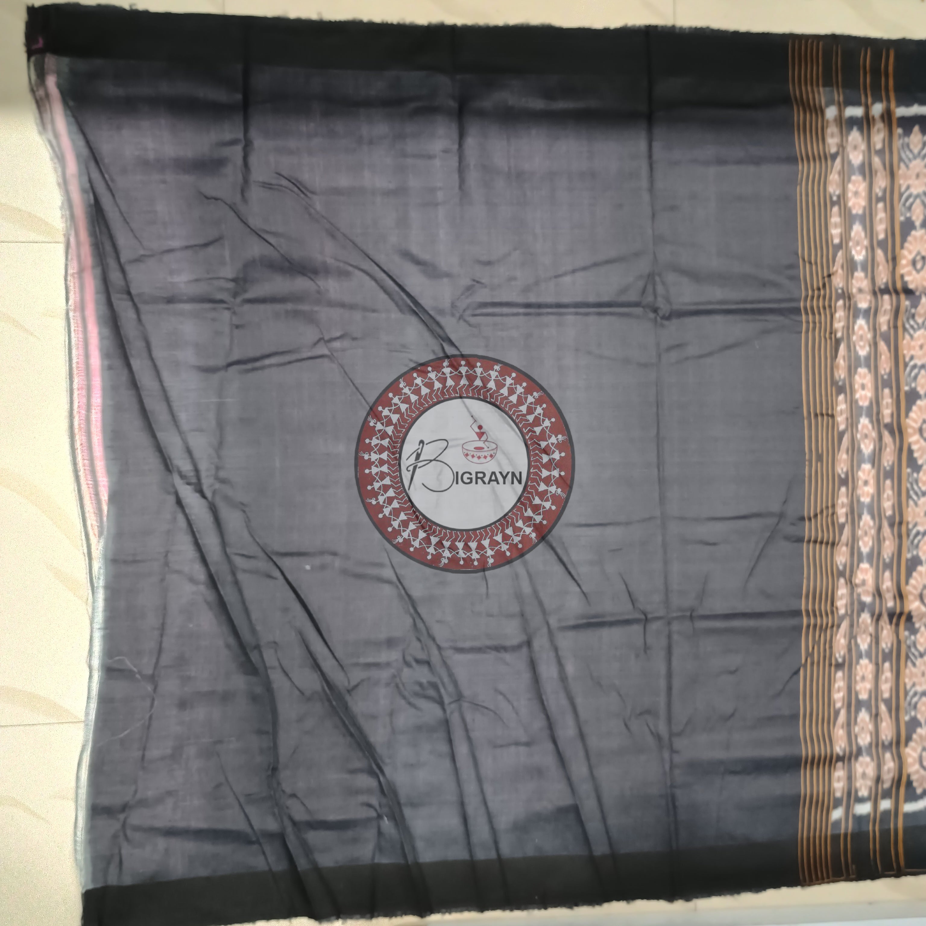 Pink Black Gopalpur Tussar Silk Saree
