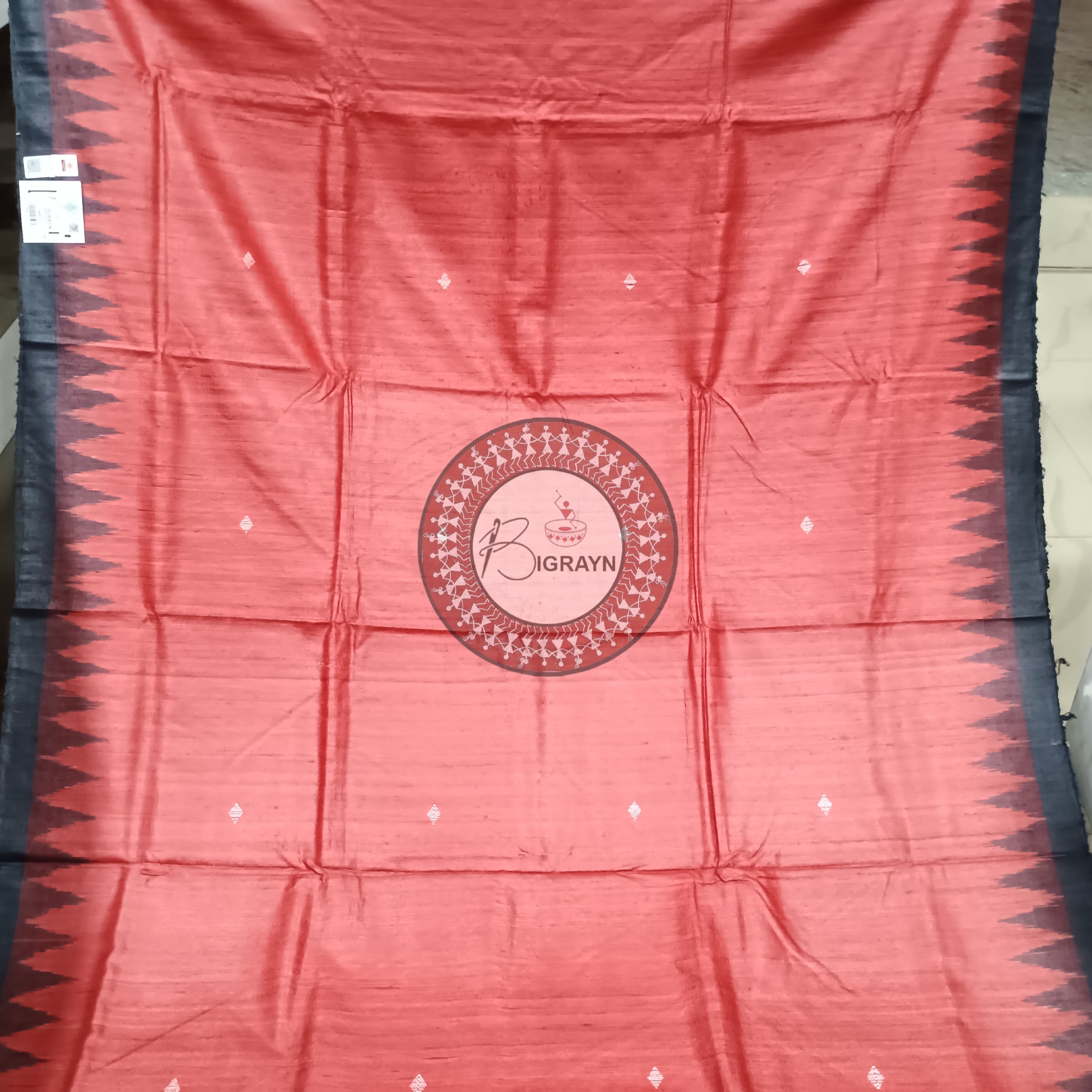 Maroon Black Gopalpur Tussar Silk Saree