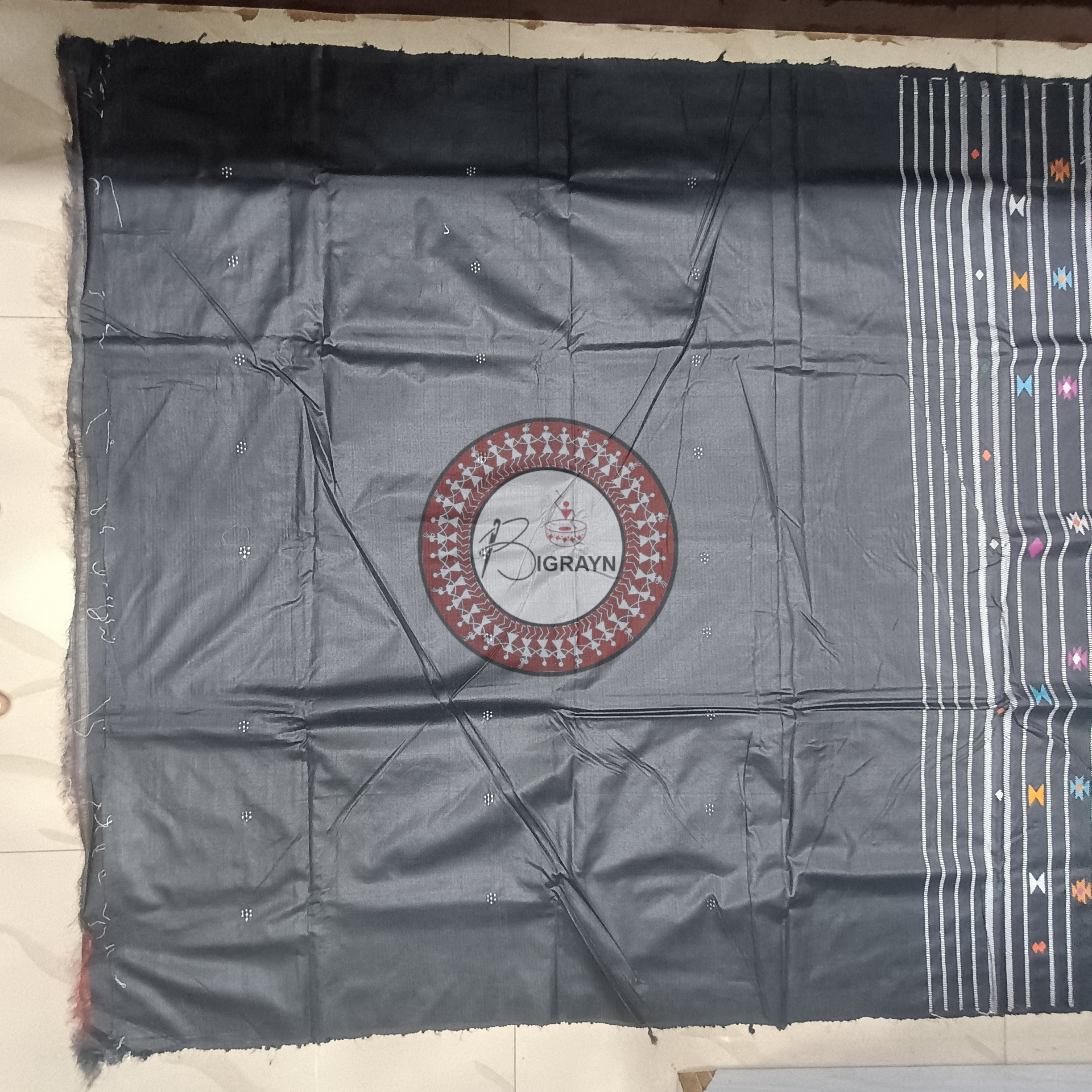 Maroon Black Gopalpur Tussar Silk Saree